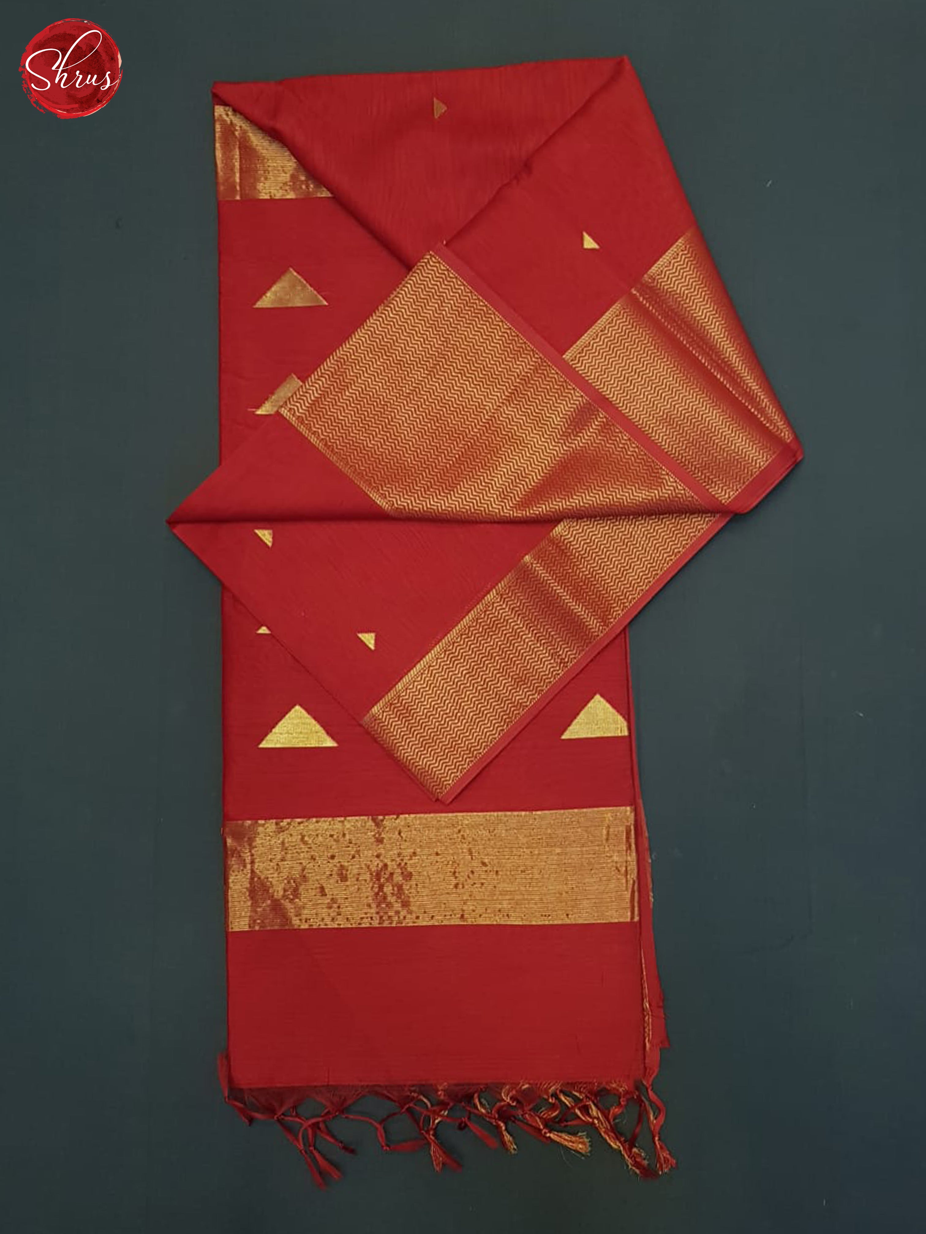 Red(Single Tone)- Maheshwari Silk Cotton saree - Shop on ShrusEternity.com