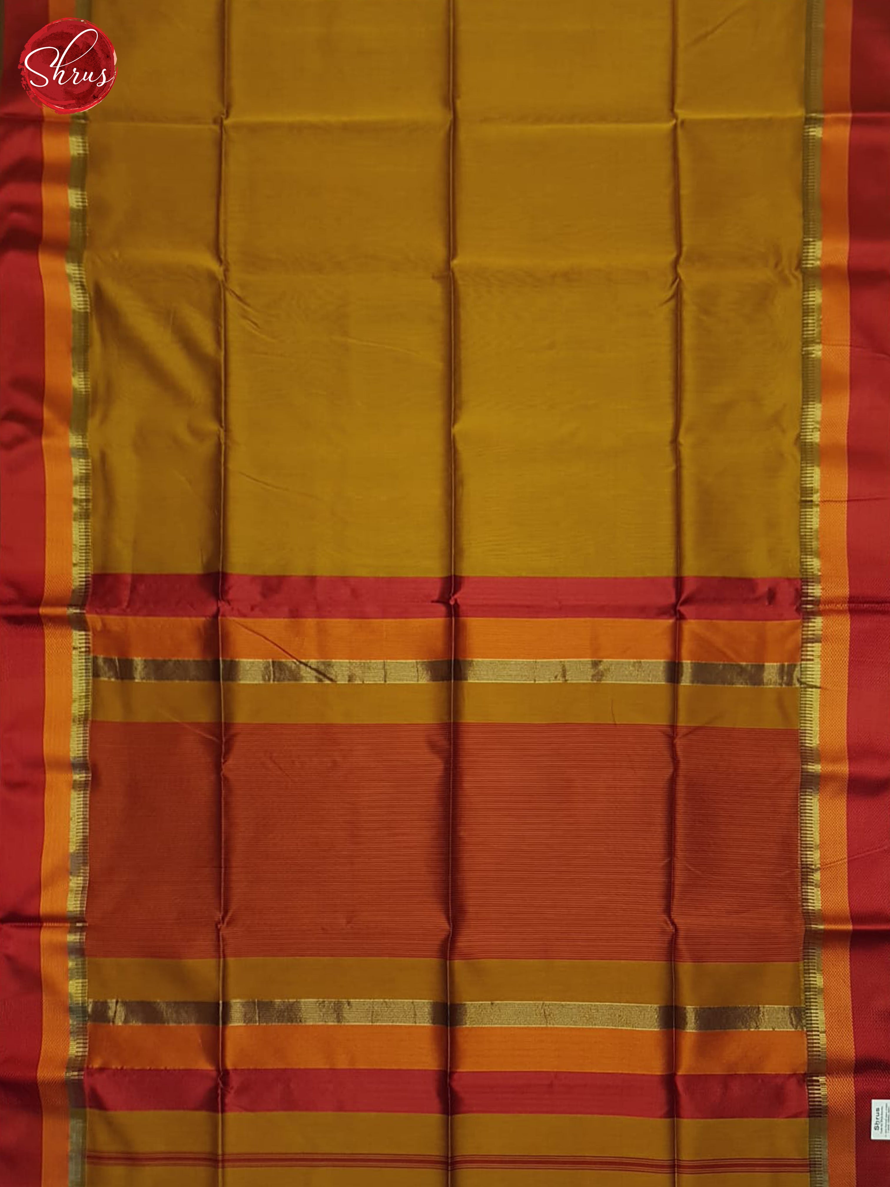Dull Gold & Red - Maheshwari silkcotton Saree - Shop on ShrusEternity.com