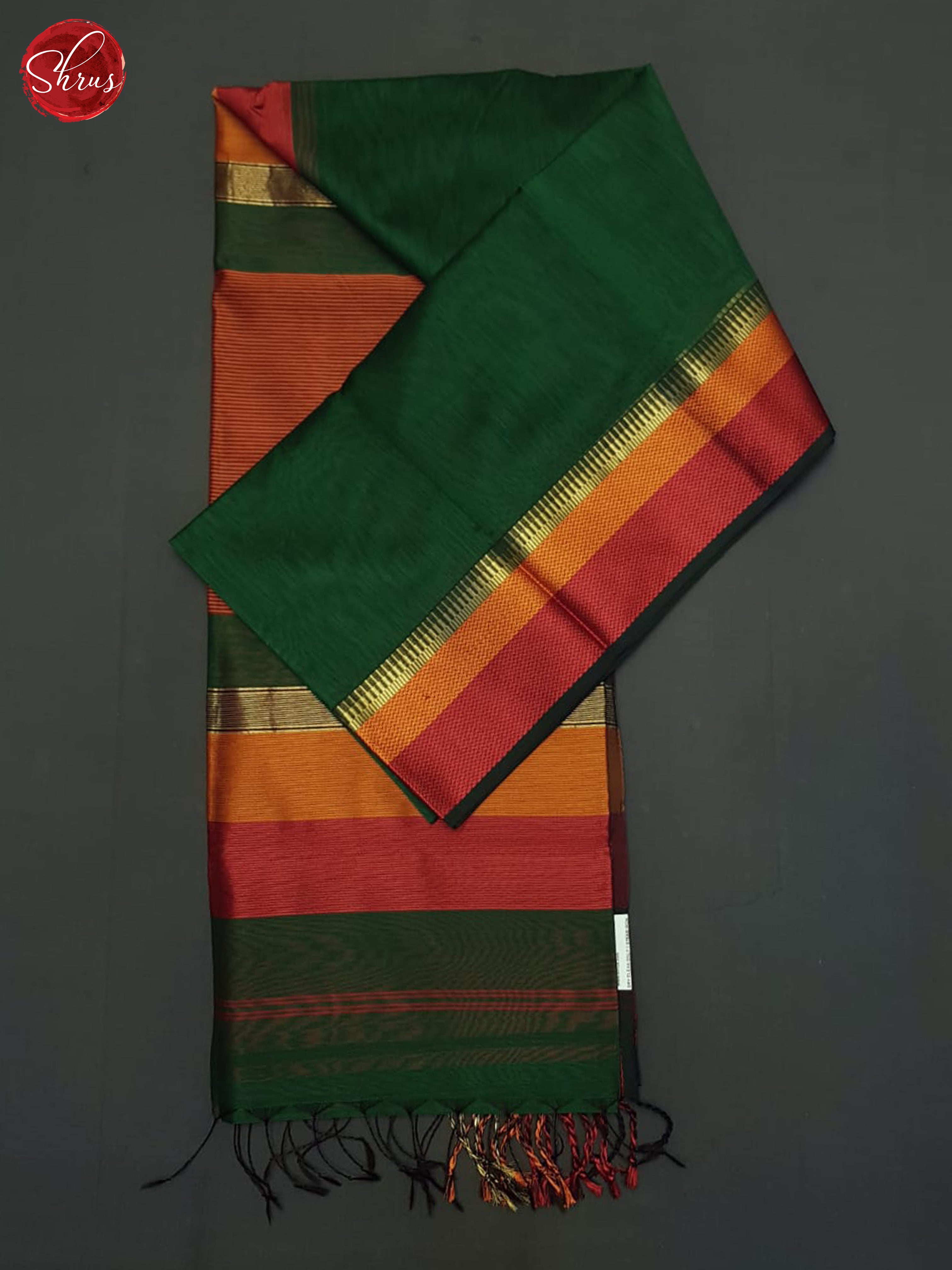 Green & Red- Maheshwari silkcotton Saree - Shop on ShrusEternity.com