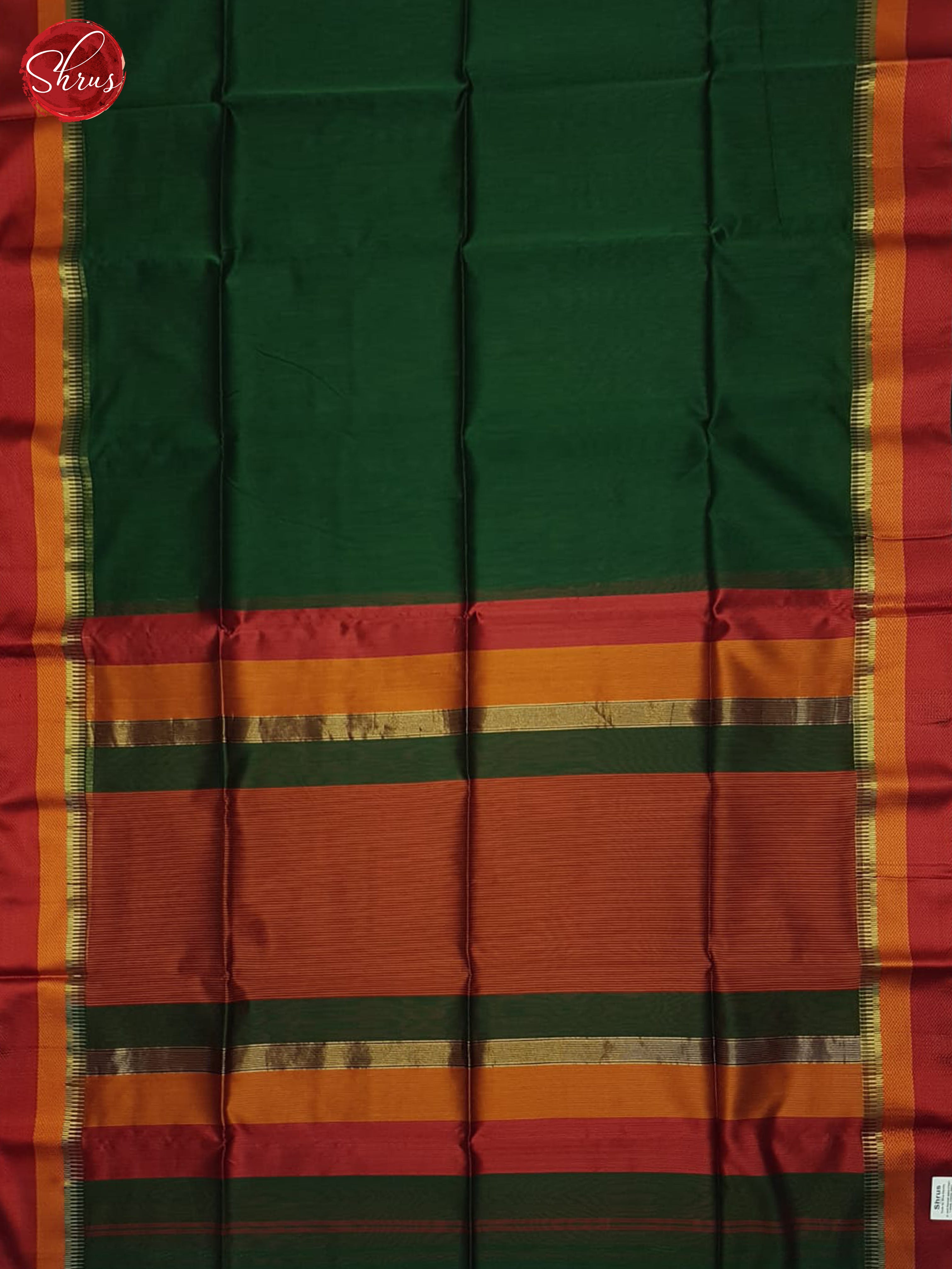 Green & Red- Maheshwari silkcotton Saree - Shop on ShrusEternity.com