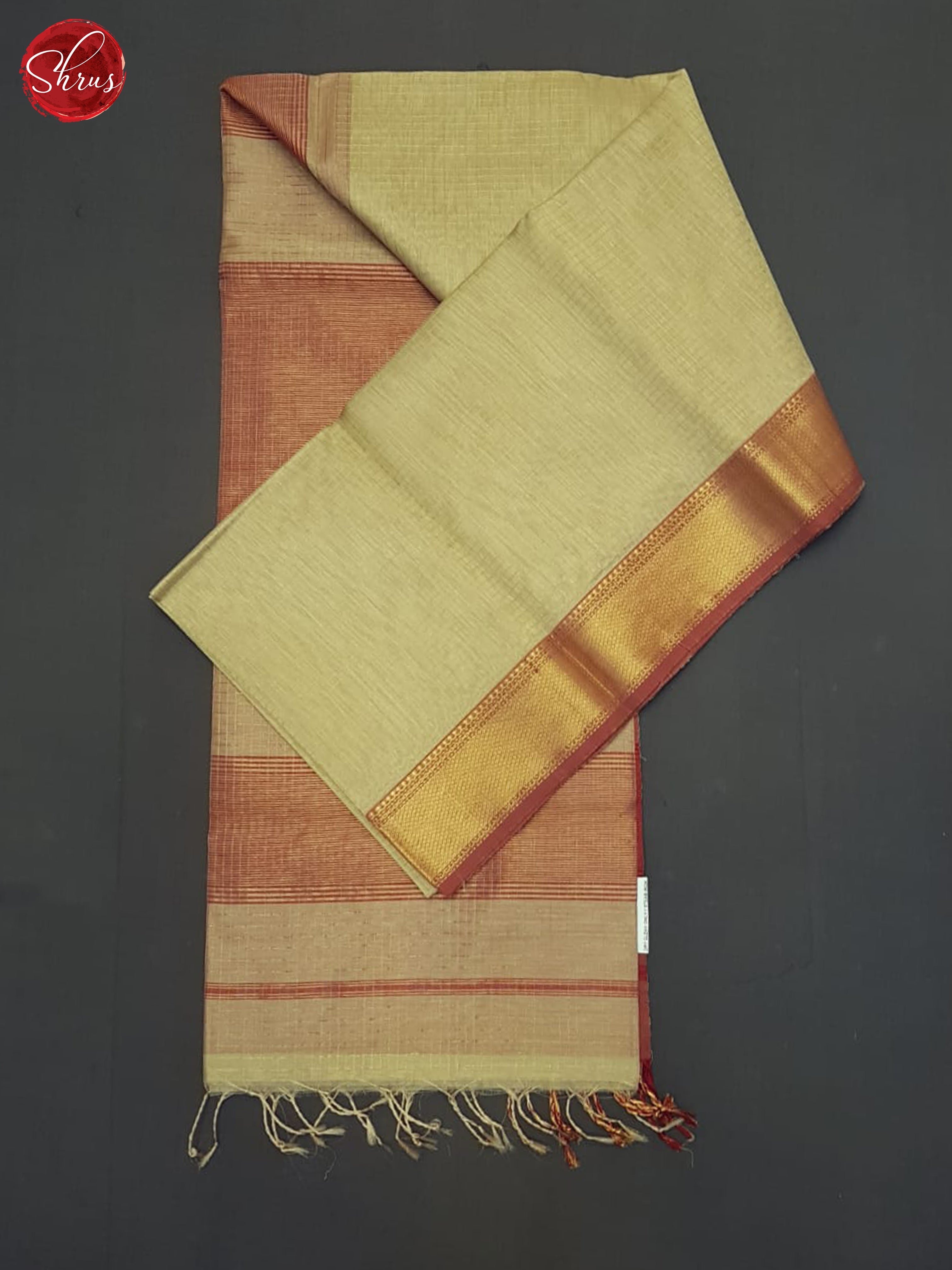 Beige & Red - Maheshwari silkcotton Saree - Shop on ShrusEternity.com