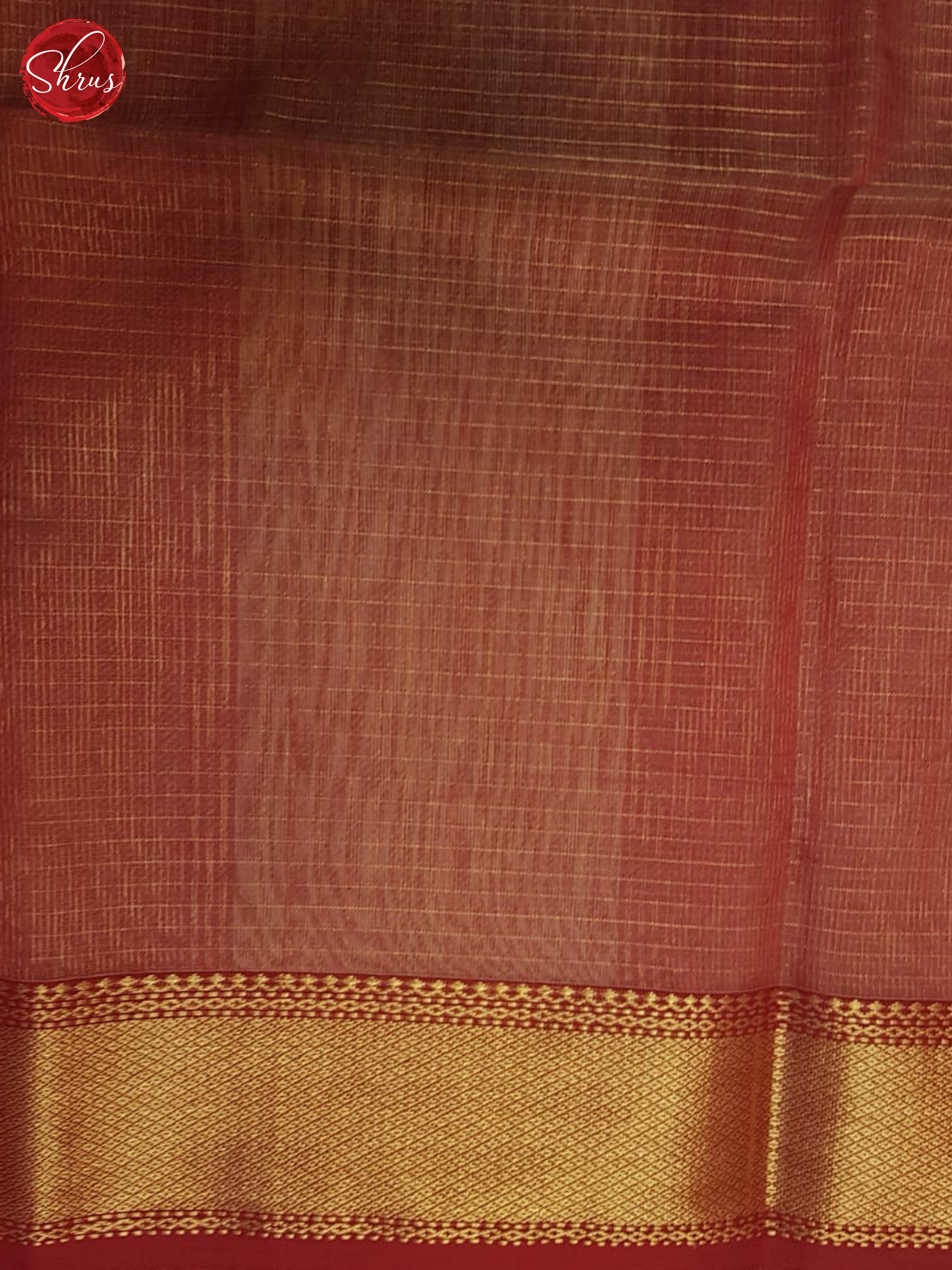 Beige & Red - Maheshwari silkcotton Saree - Shop on ShrusEternity.com