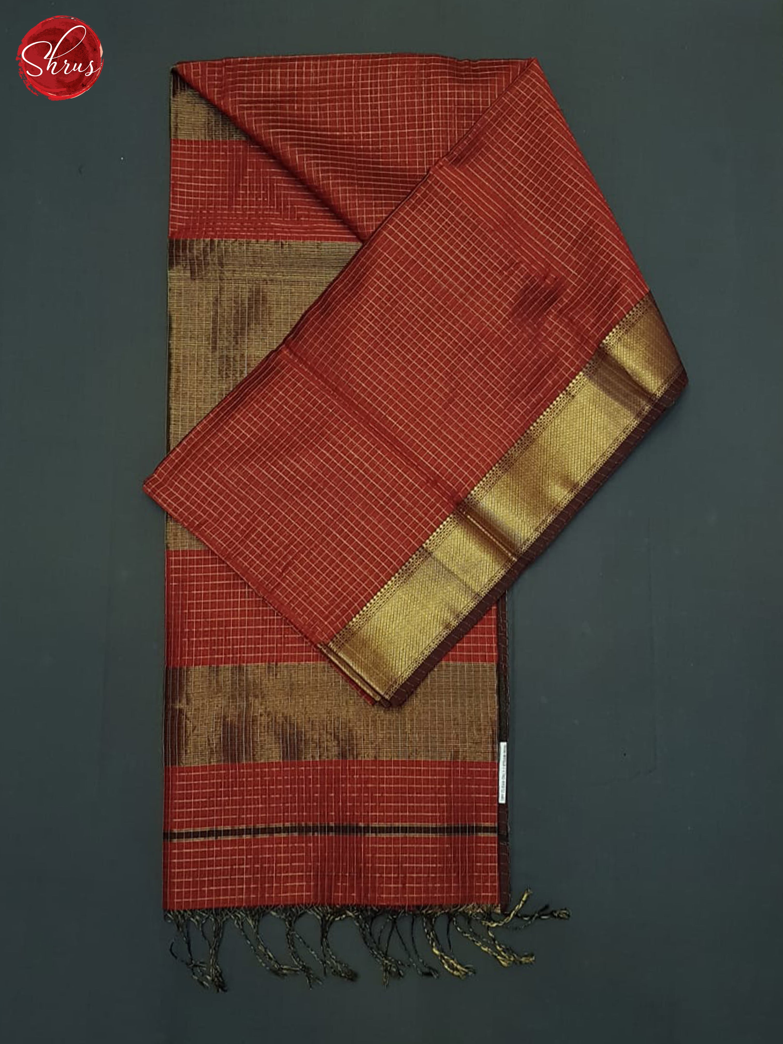 Red(Single tone)- Maheshwari silkcotton Saree - Shop on ShrusEternity.com