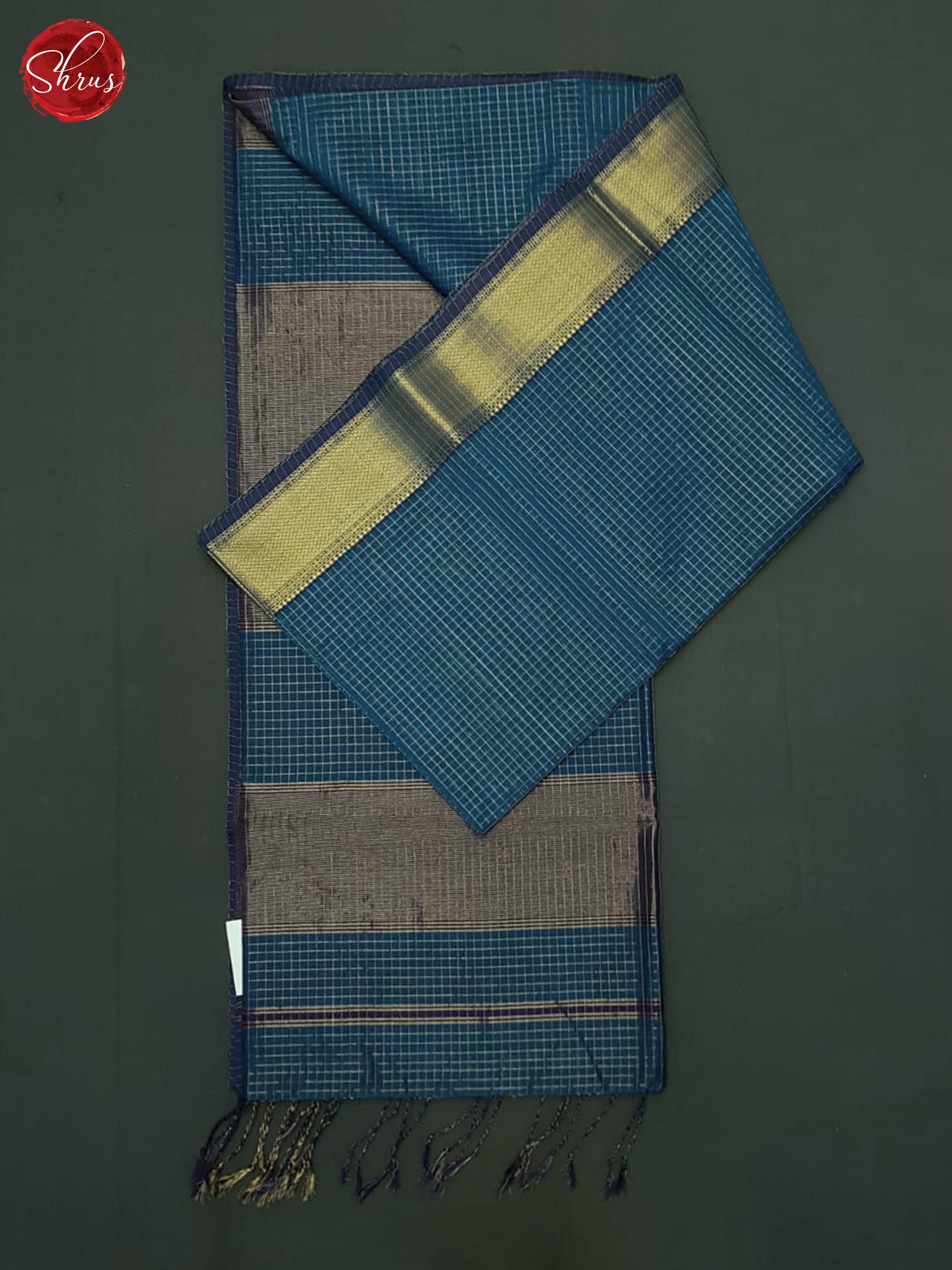 Blue & Purple - Maheshwari silkcotton Saree - Shop on ShrusEternity.com