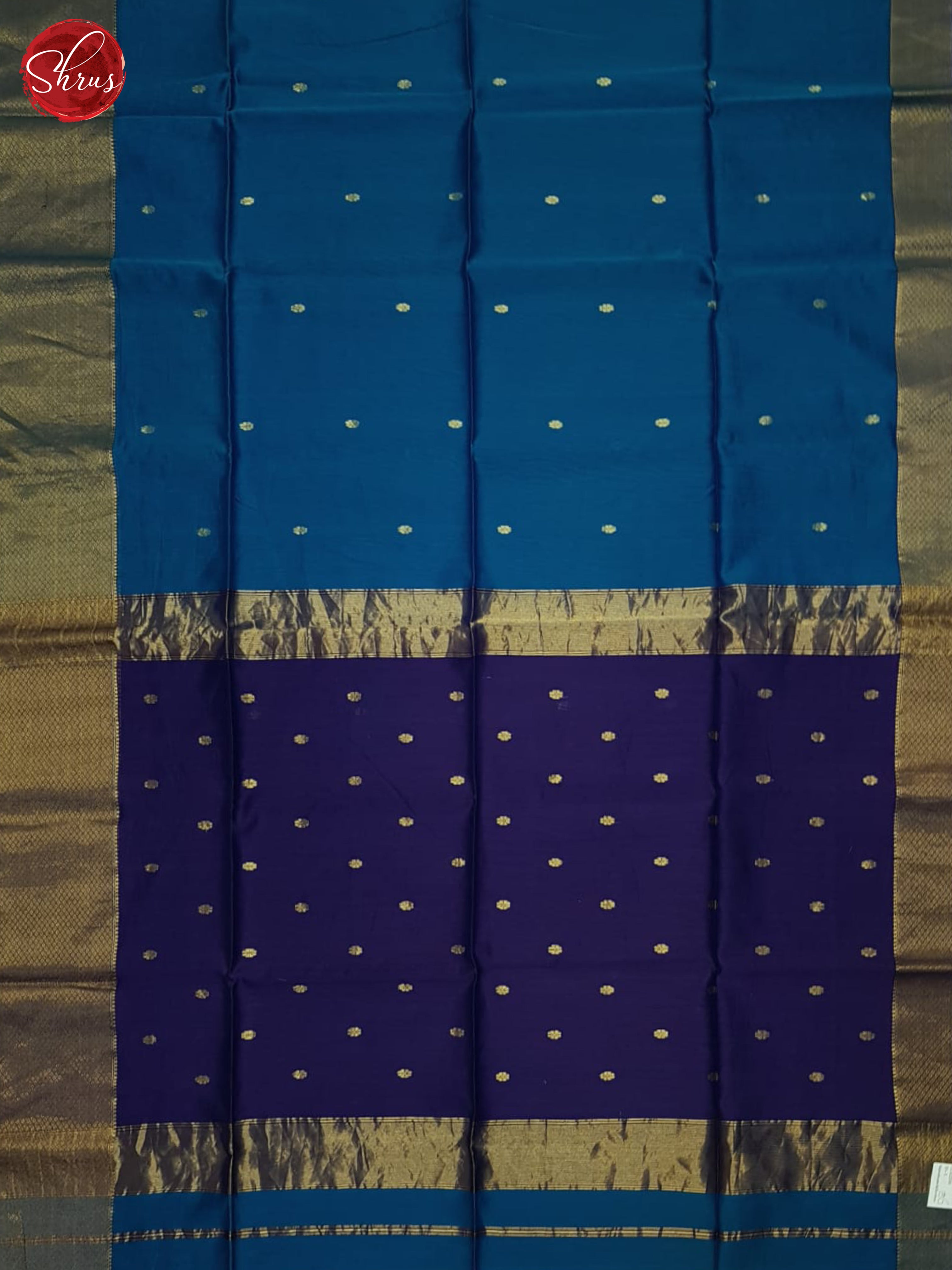 Blue & Purple - Maheshwari silkcotton Saree - Shop on ShrusEternity.com