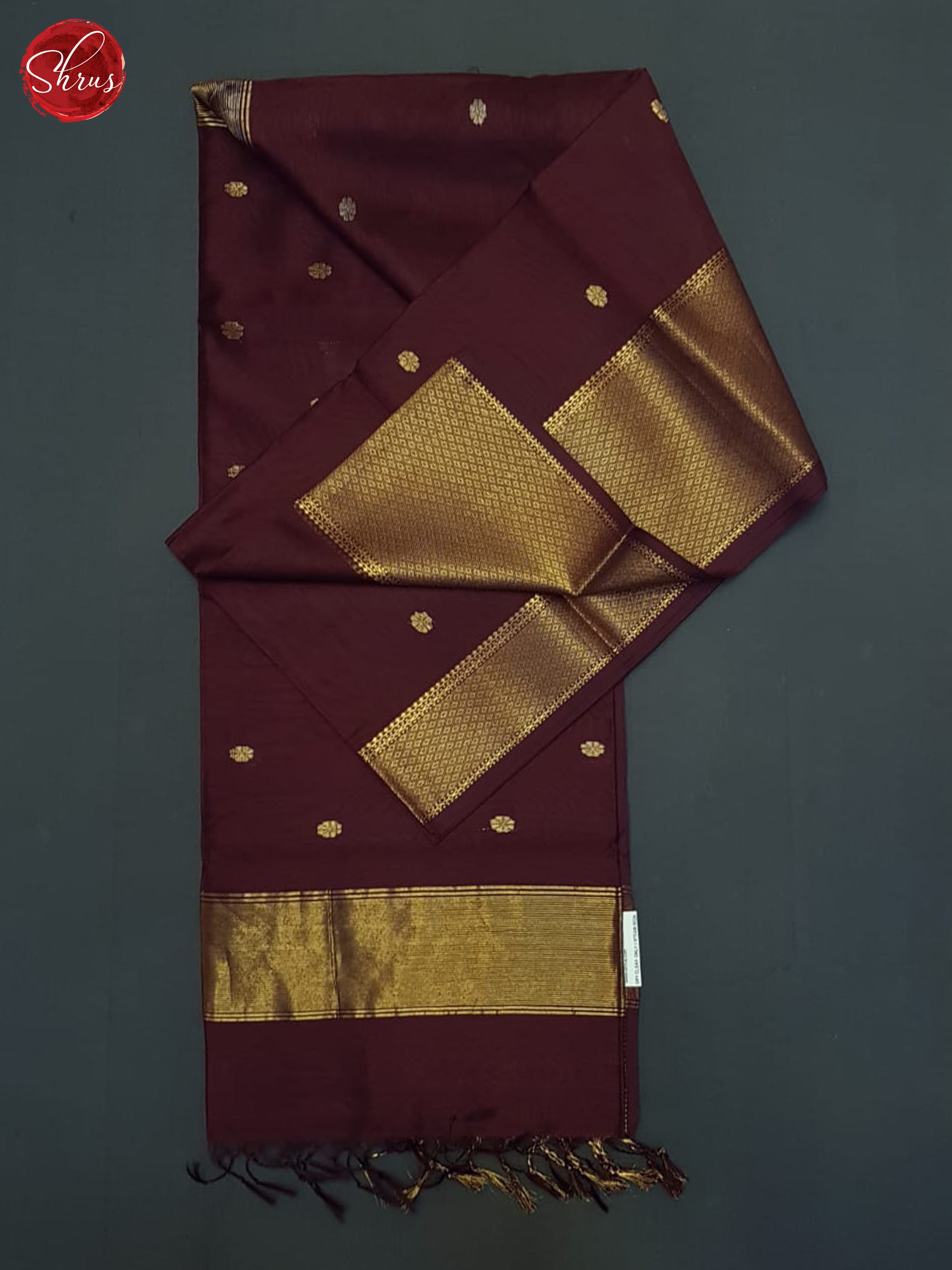 Maroon(Single Tone)- Maheshwari silkcotton Saree - Shop on ShrusEternity.com