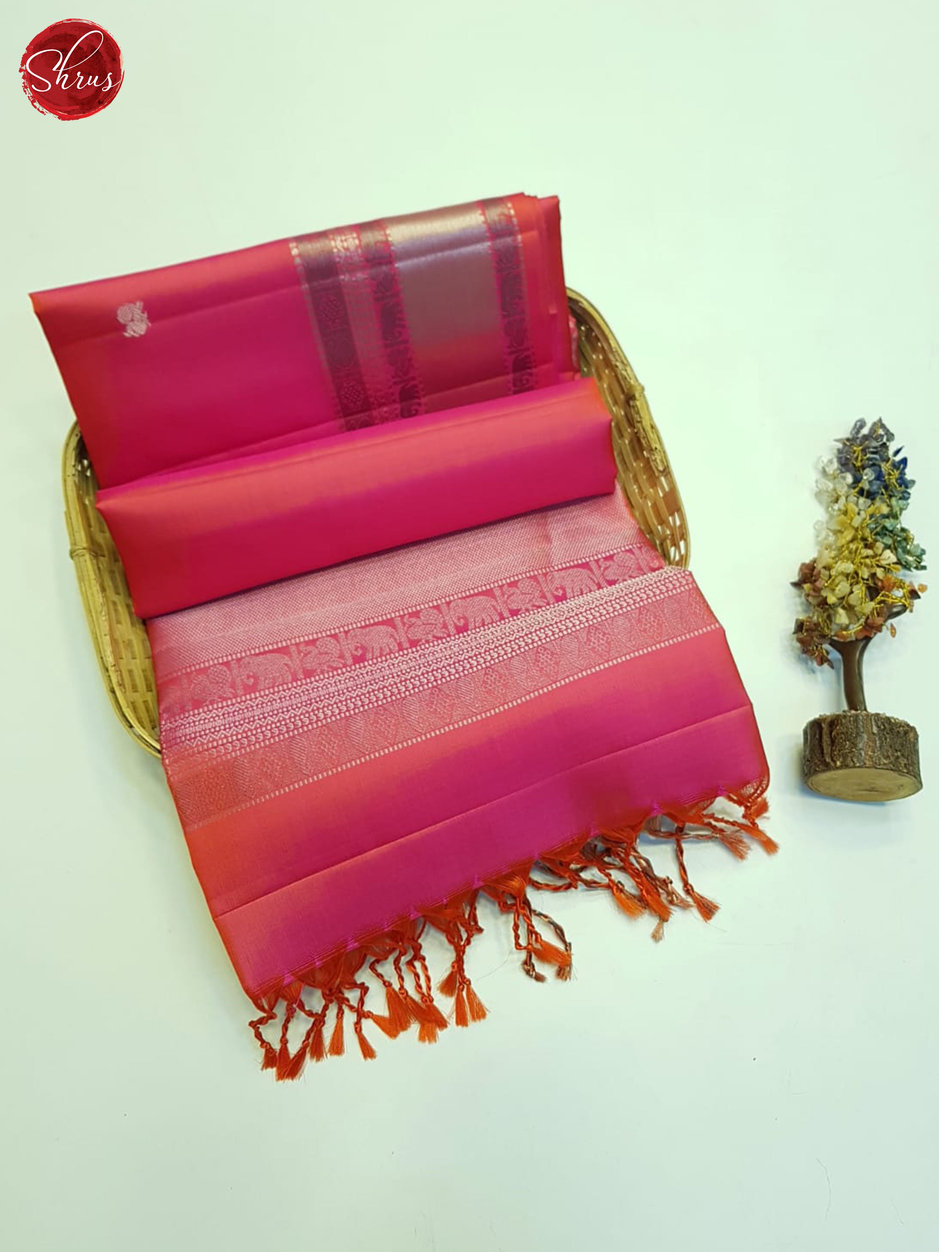 Pink(Single Tone)- Soft Silk Saree - Shop on ShrusEternity.com