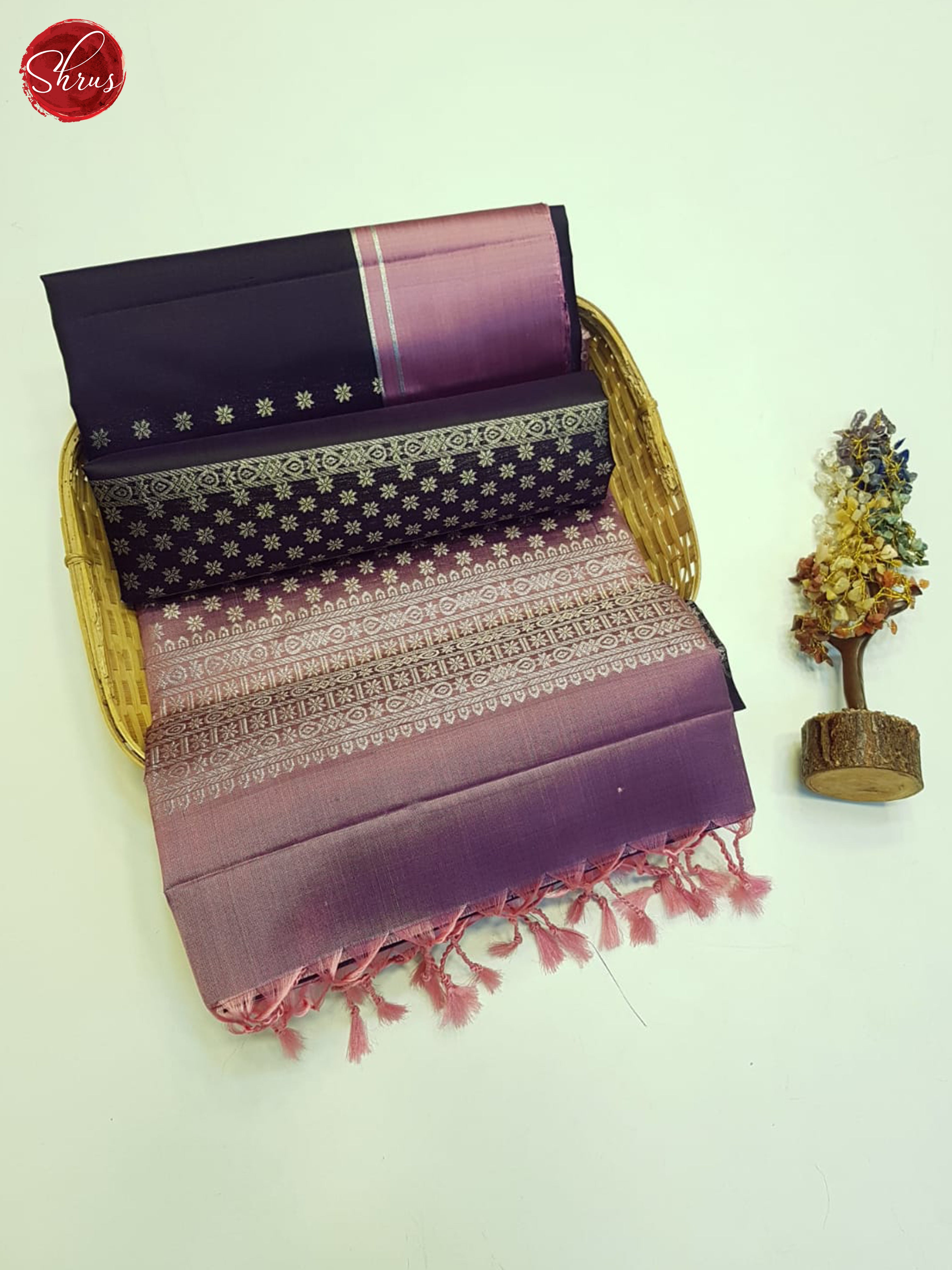 Blue And Lavender- Soft Silk Saree - Shop on ShrusEternity.com