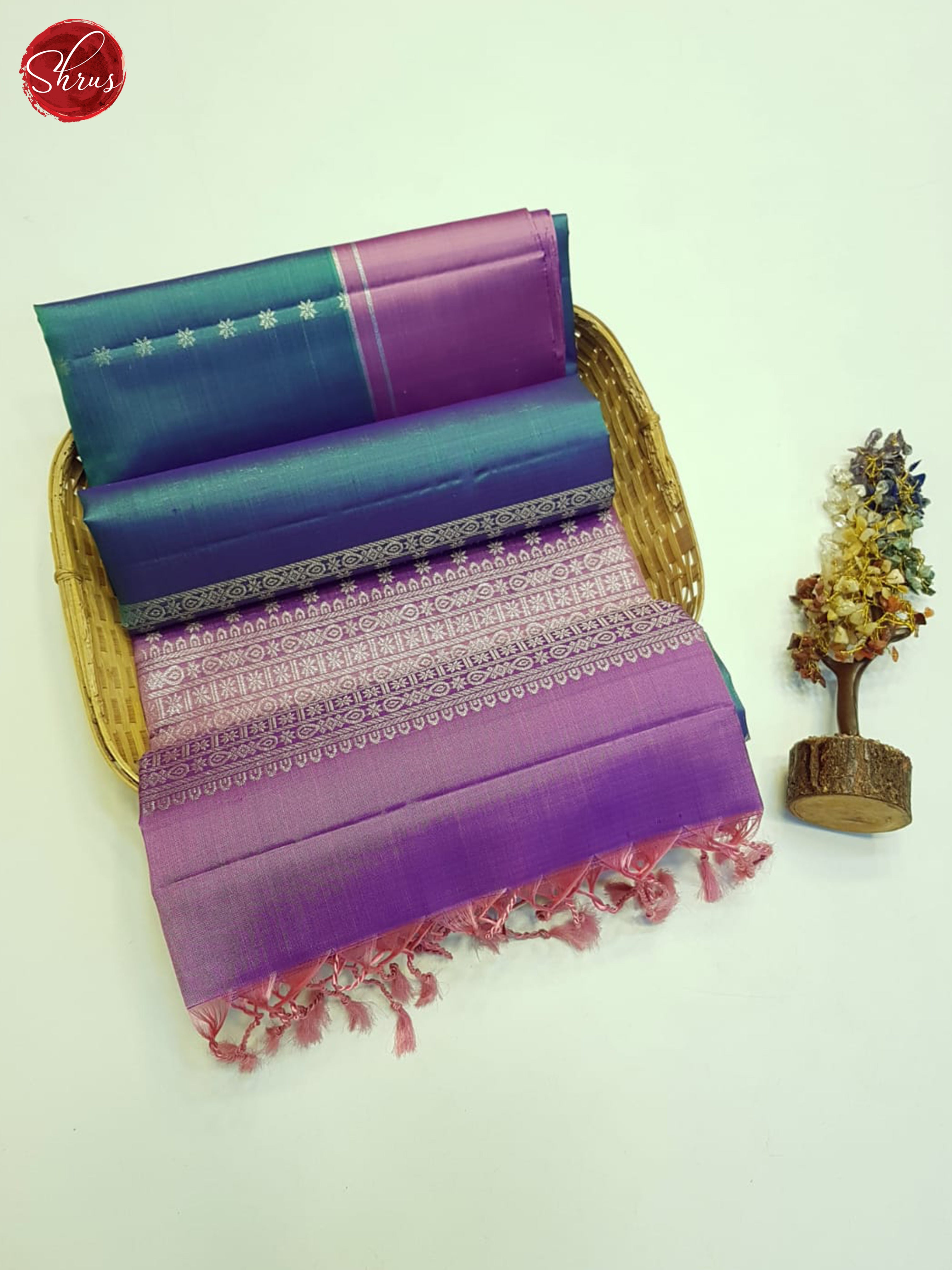 Blue And Lavender- Soft Silk Saree - Shop on ShrusEternity.com