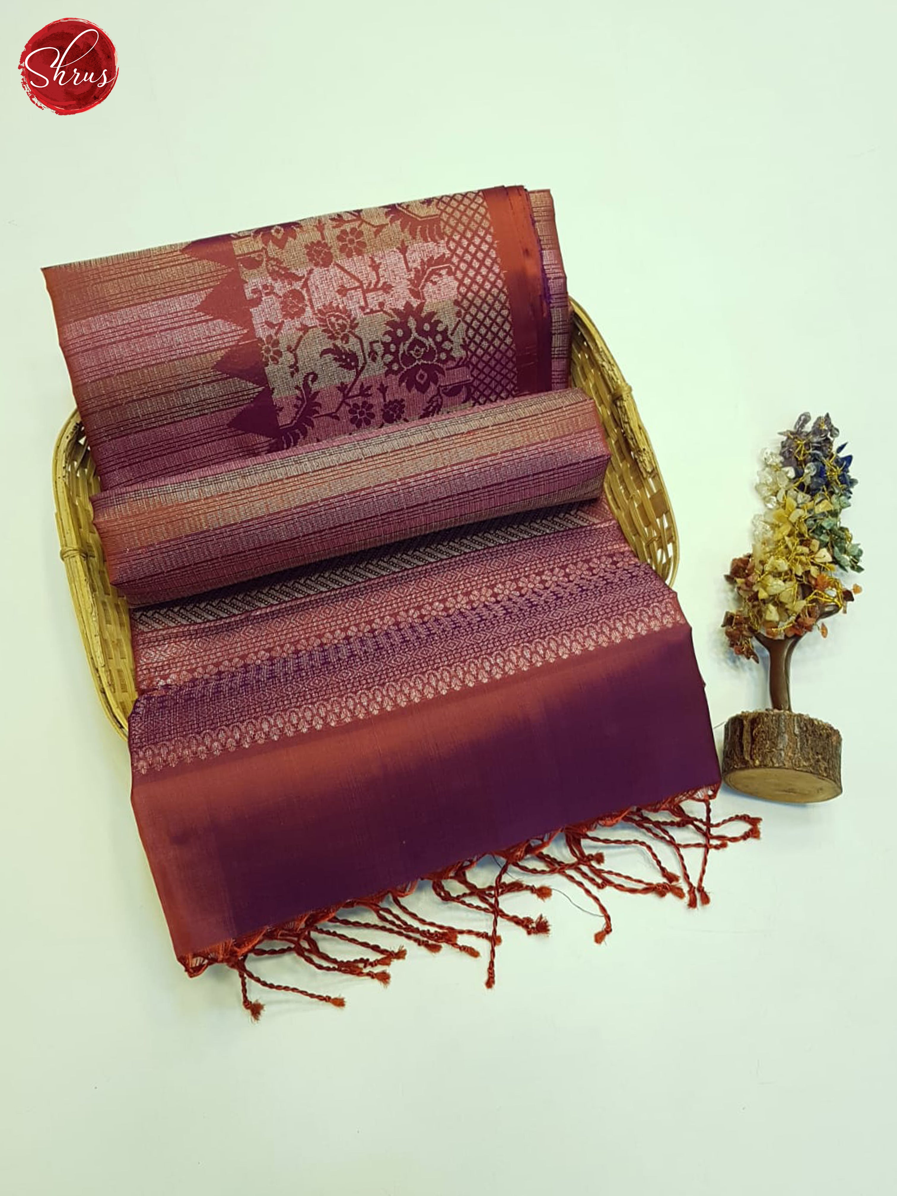 Double Shaded Maroon And Purple- Soft Silk Saree - Shop on ShrusEternity.com