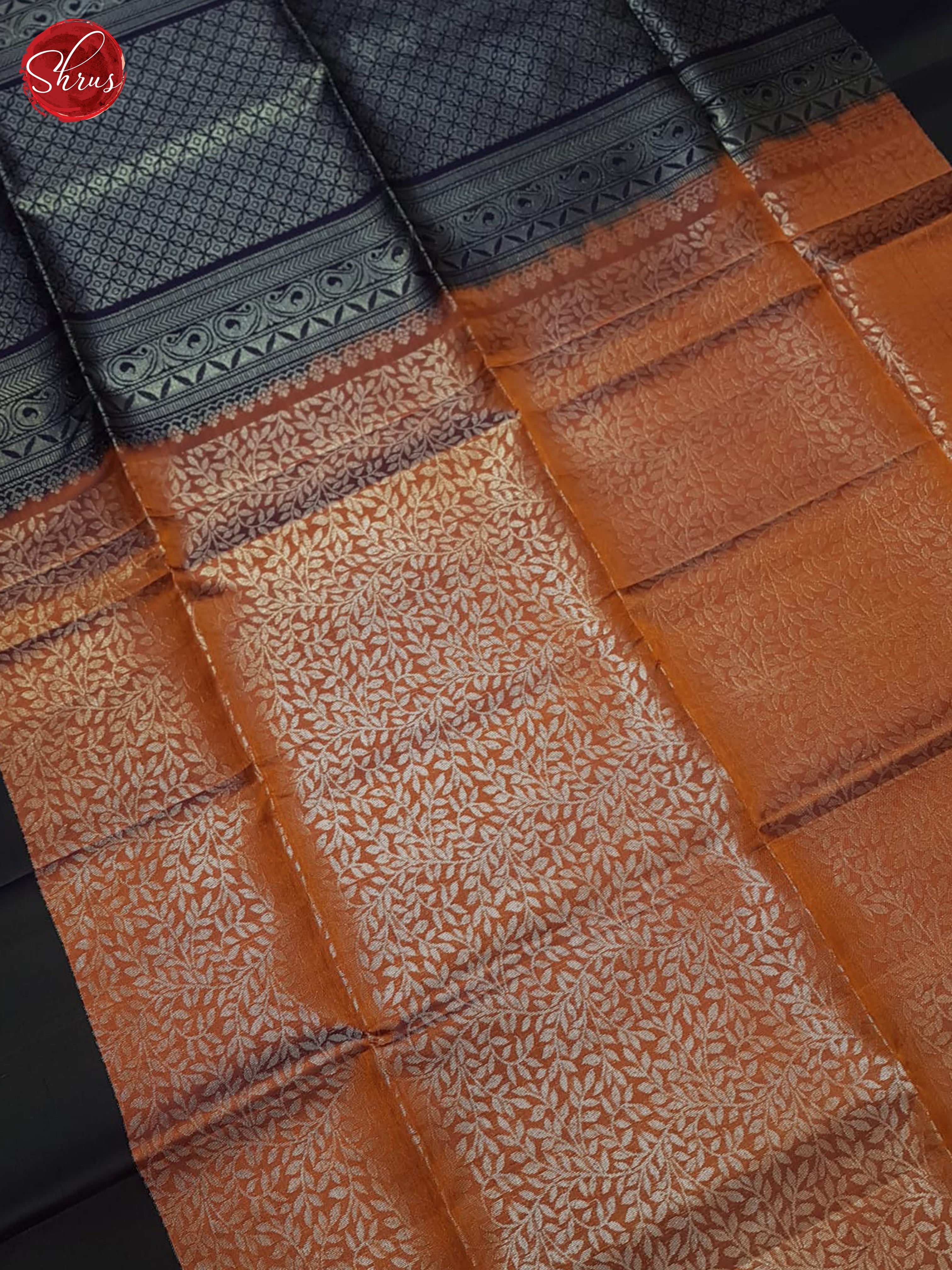 Brick And Blue- Soft Silk Saree - Shop on ShrusEternity.com