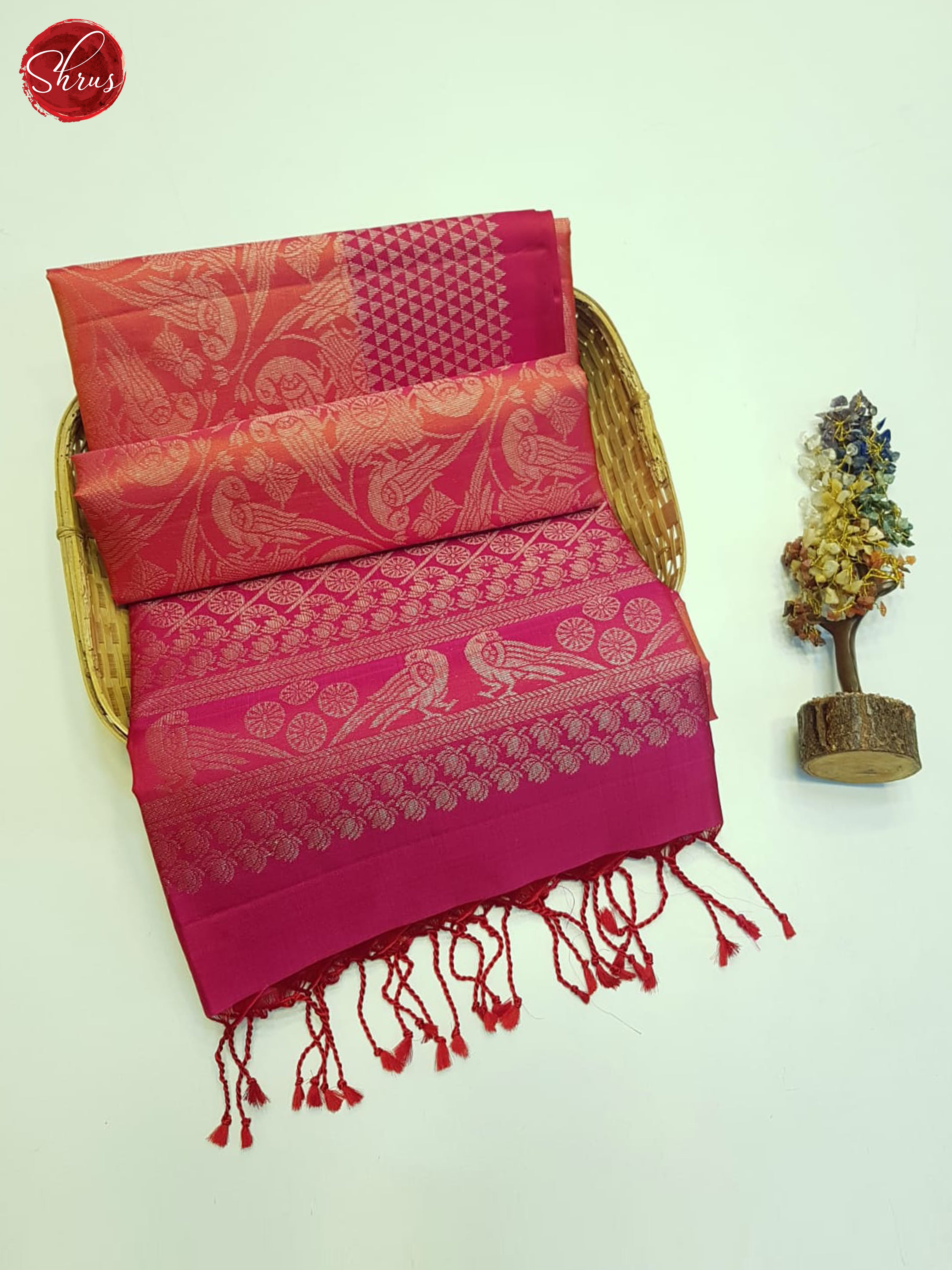 Orangish Pink And Pink- Soft Silk Saree - Shop on ShrusEternity.com