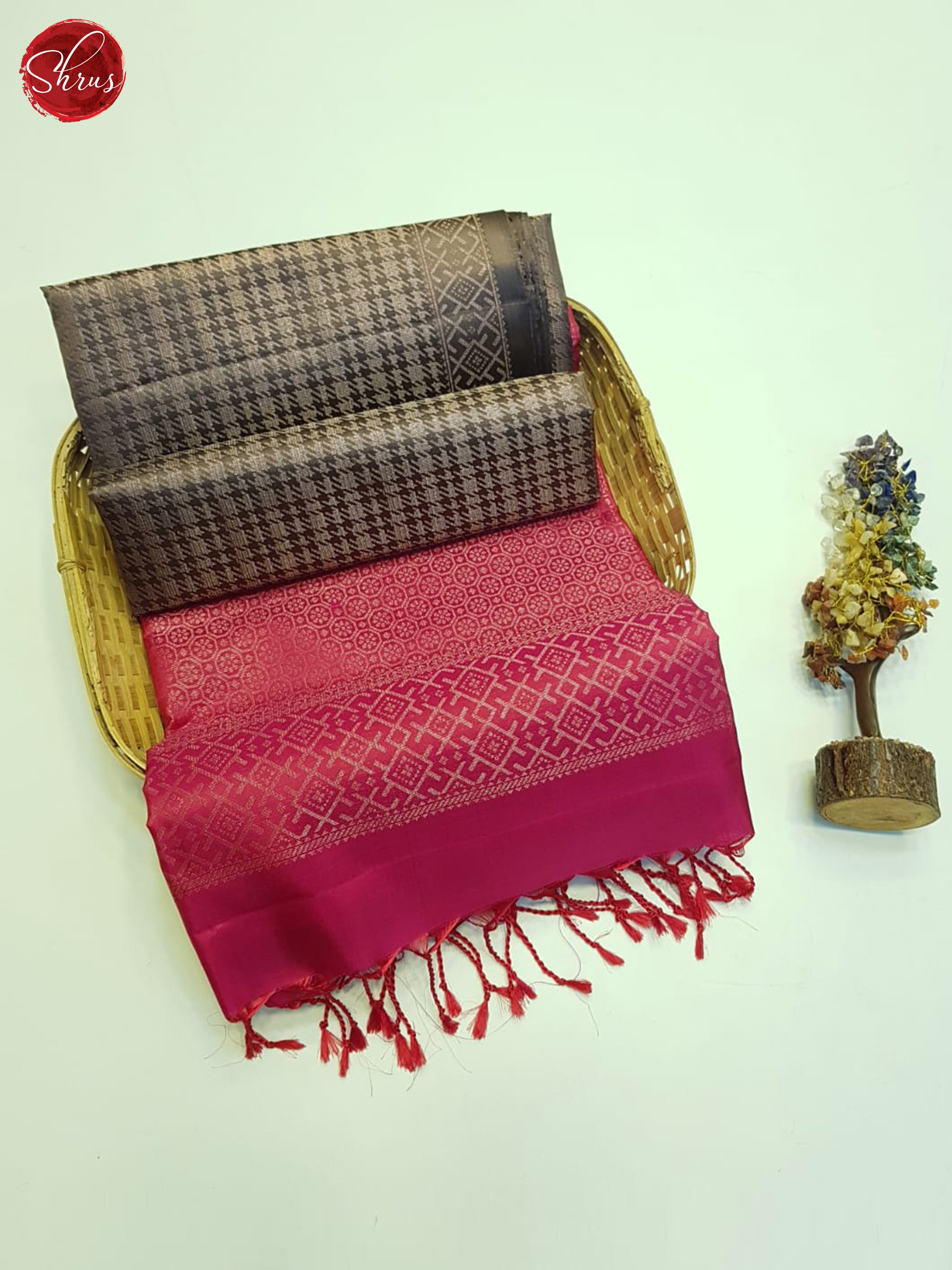 Brown And Pink- Soft Silk Saree - Shop on ShrusEternity.com