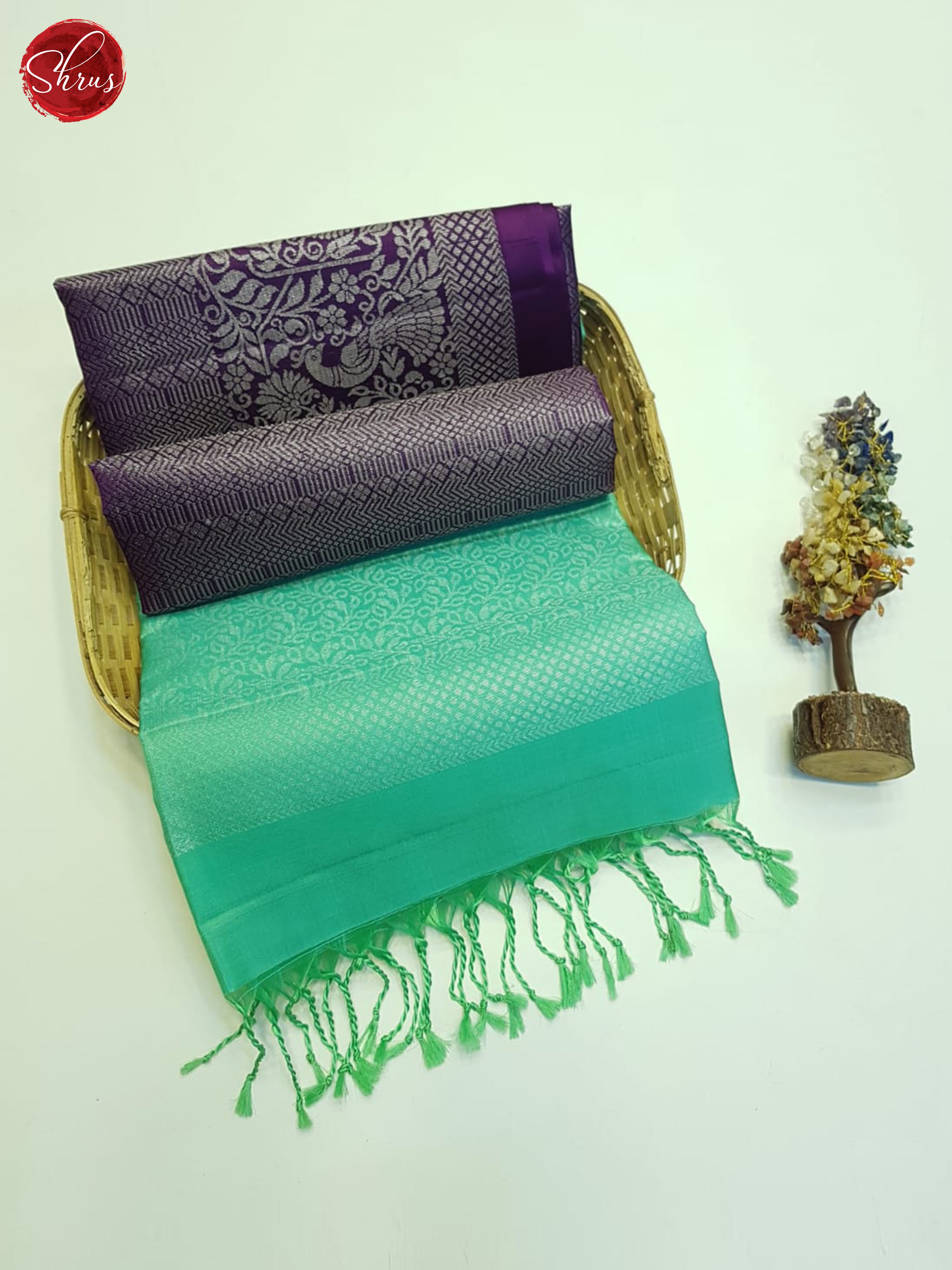 Purple And Green- Soft Silk Saree - Shop on ShrusEternity.com