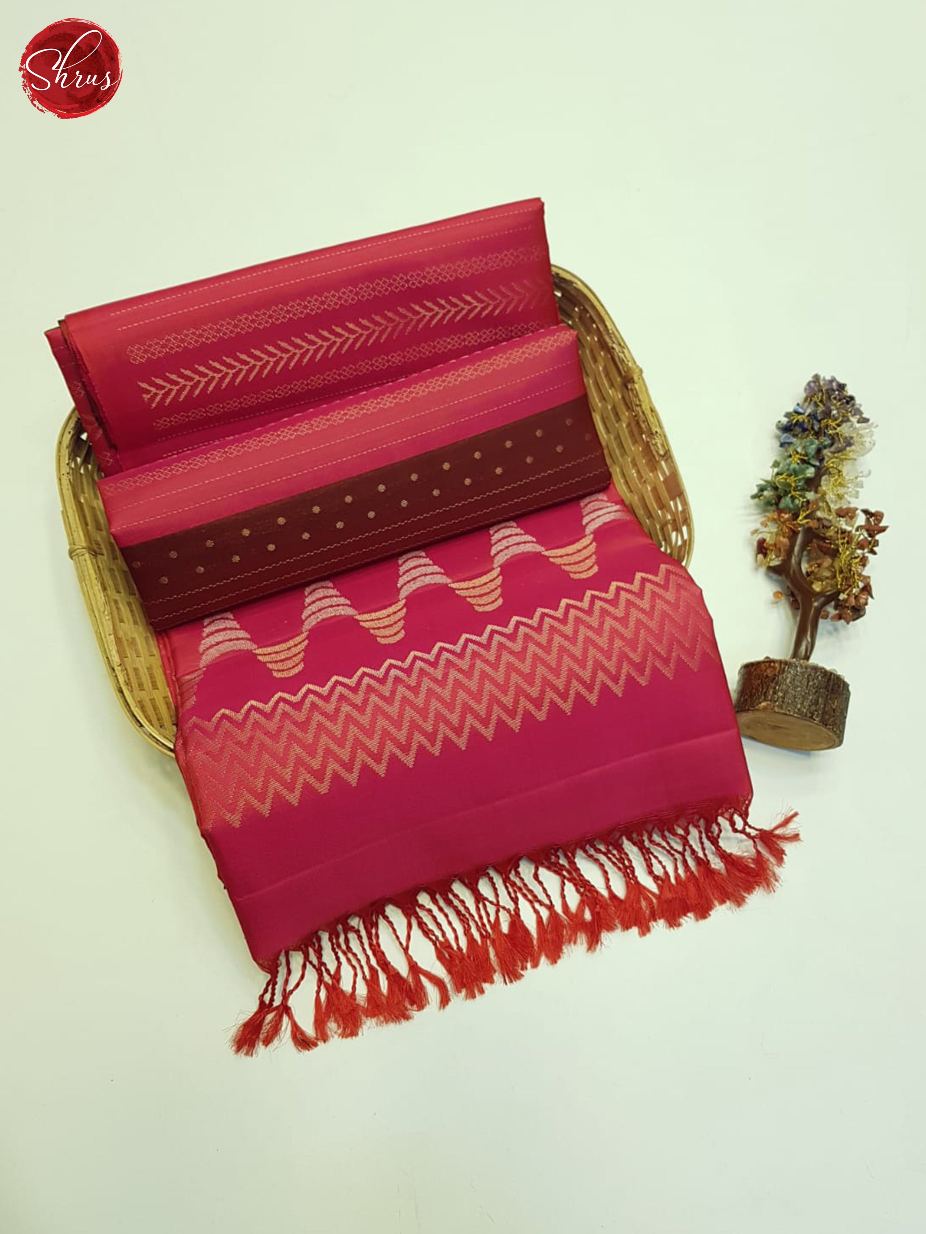 Brown And Pink- Soft Silk Saree - Shop on ShrusEternity.com