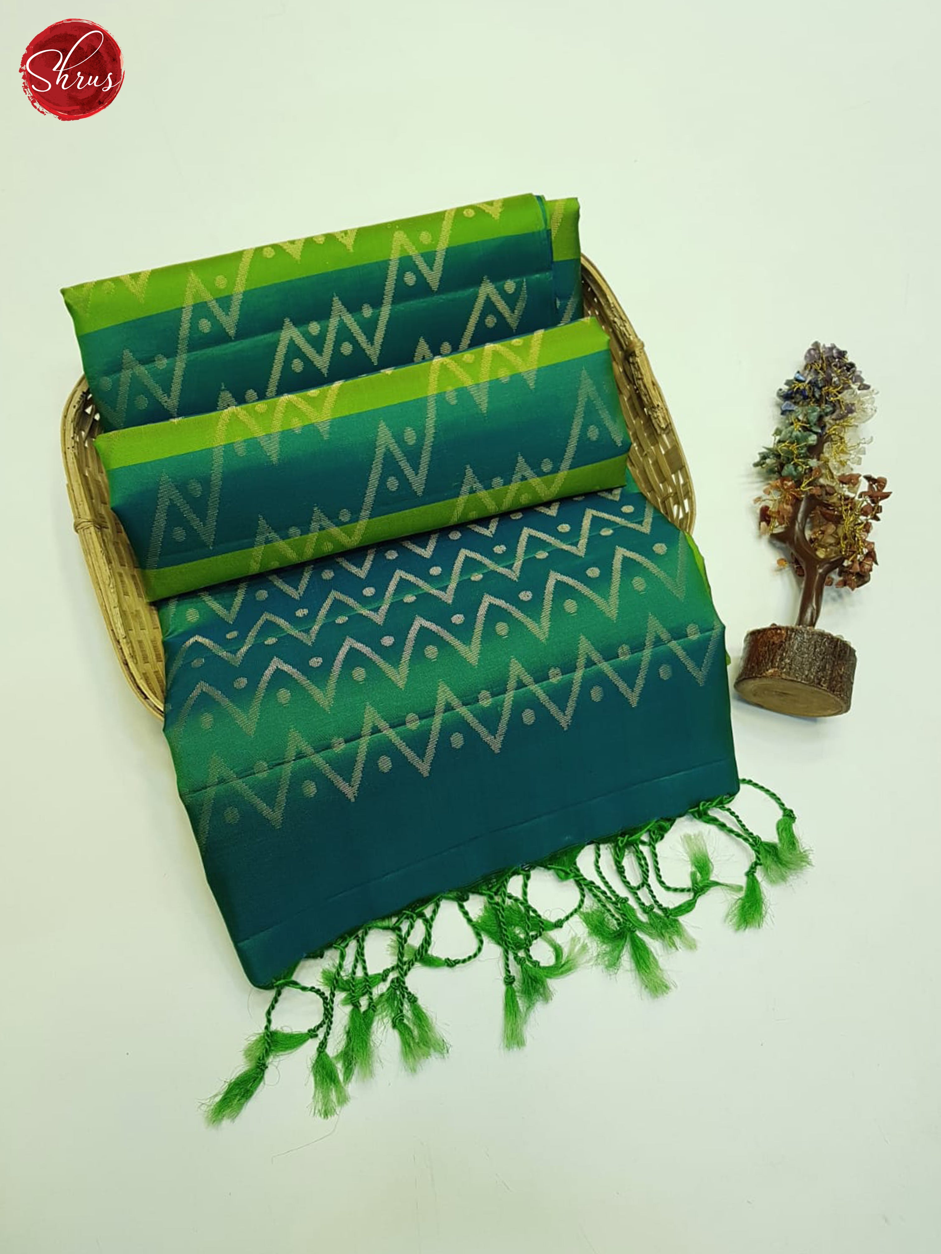 Light & Dark Green- Soft Silk Saree - Shop on ShrusEternity.com