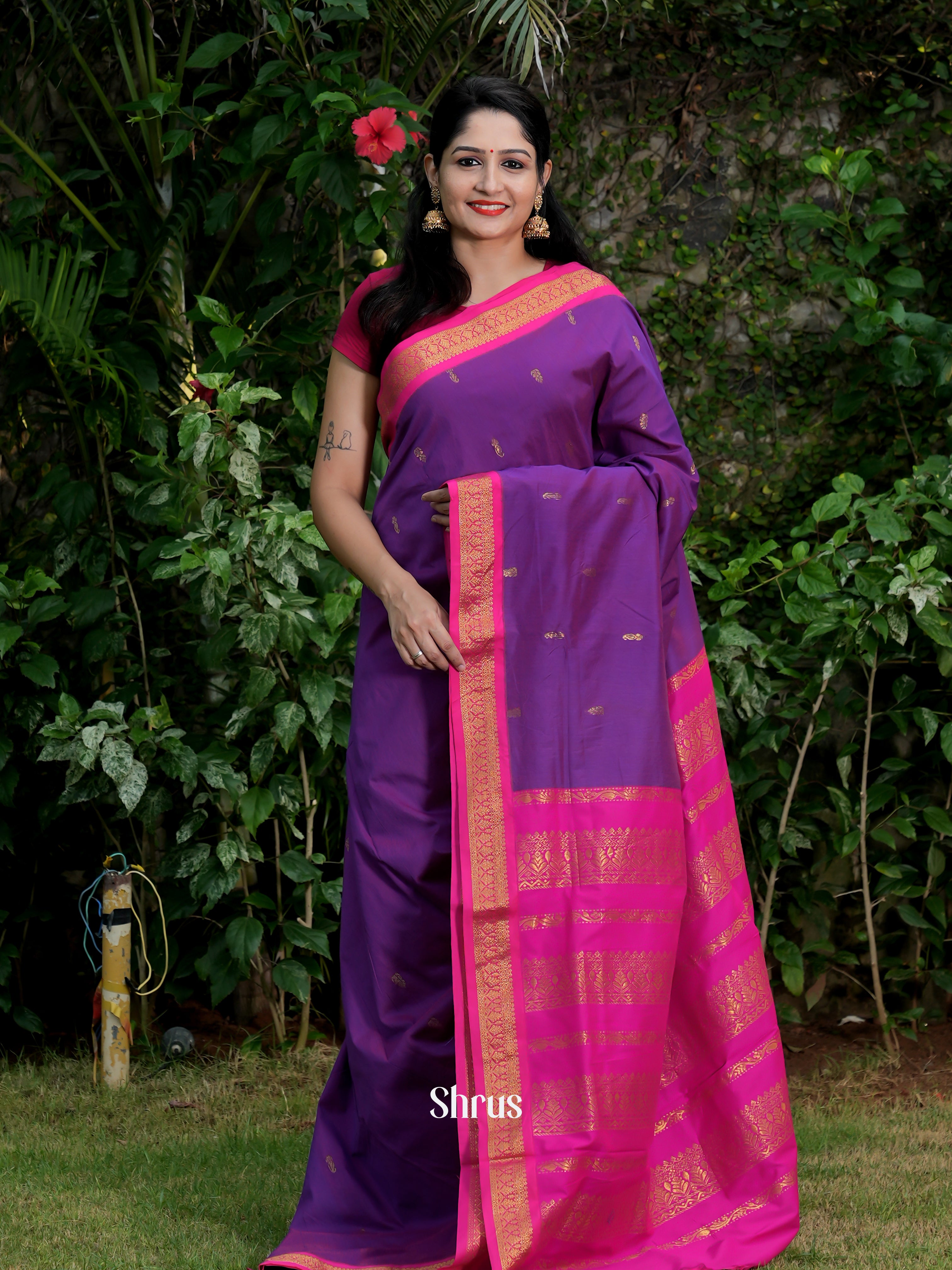 Purple & Pink- Kalyani Cotton Saree