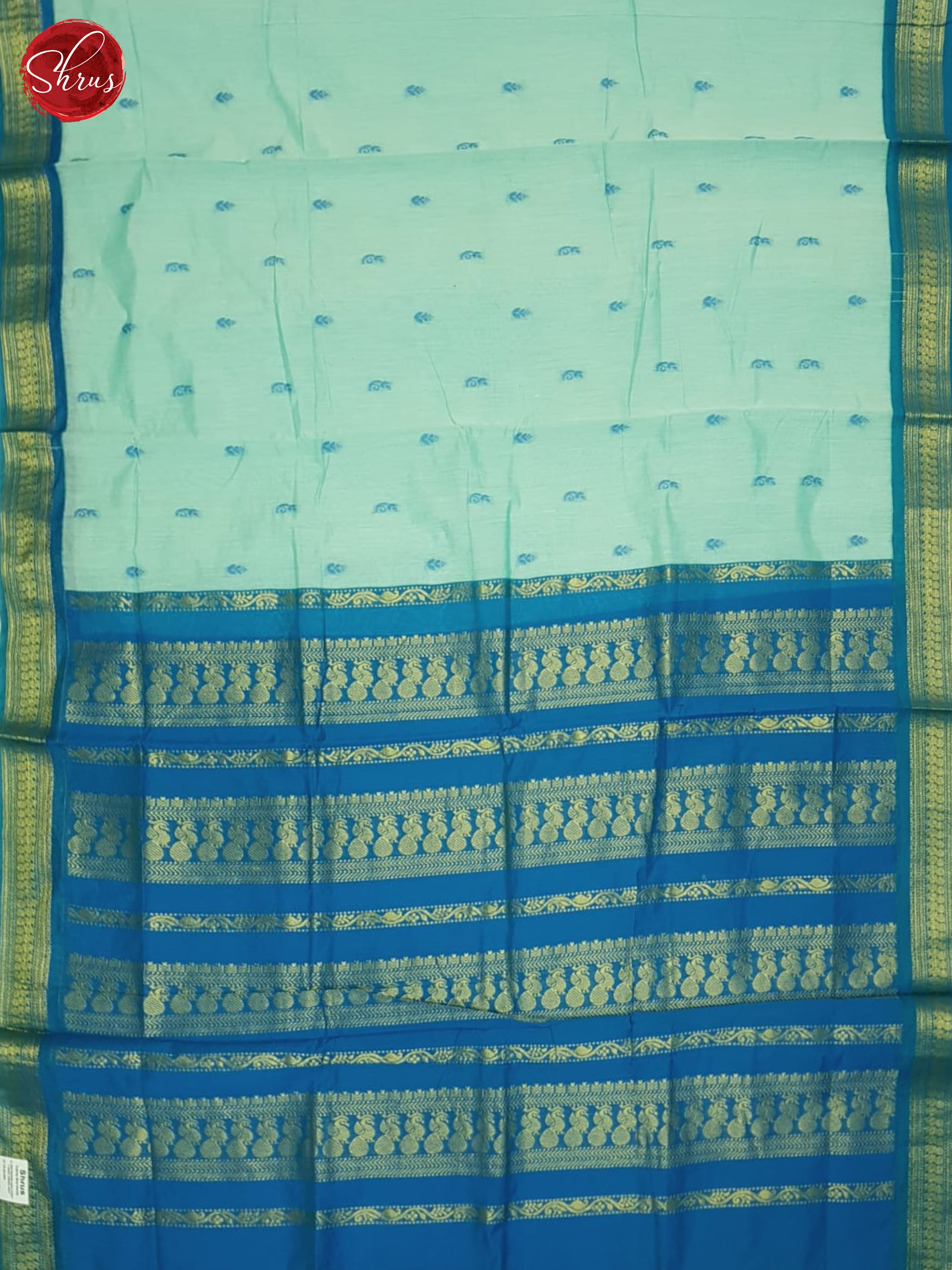 Light Blue  & Blue - Kalyani Cotton Saree - Shop on ShrusEternity.com