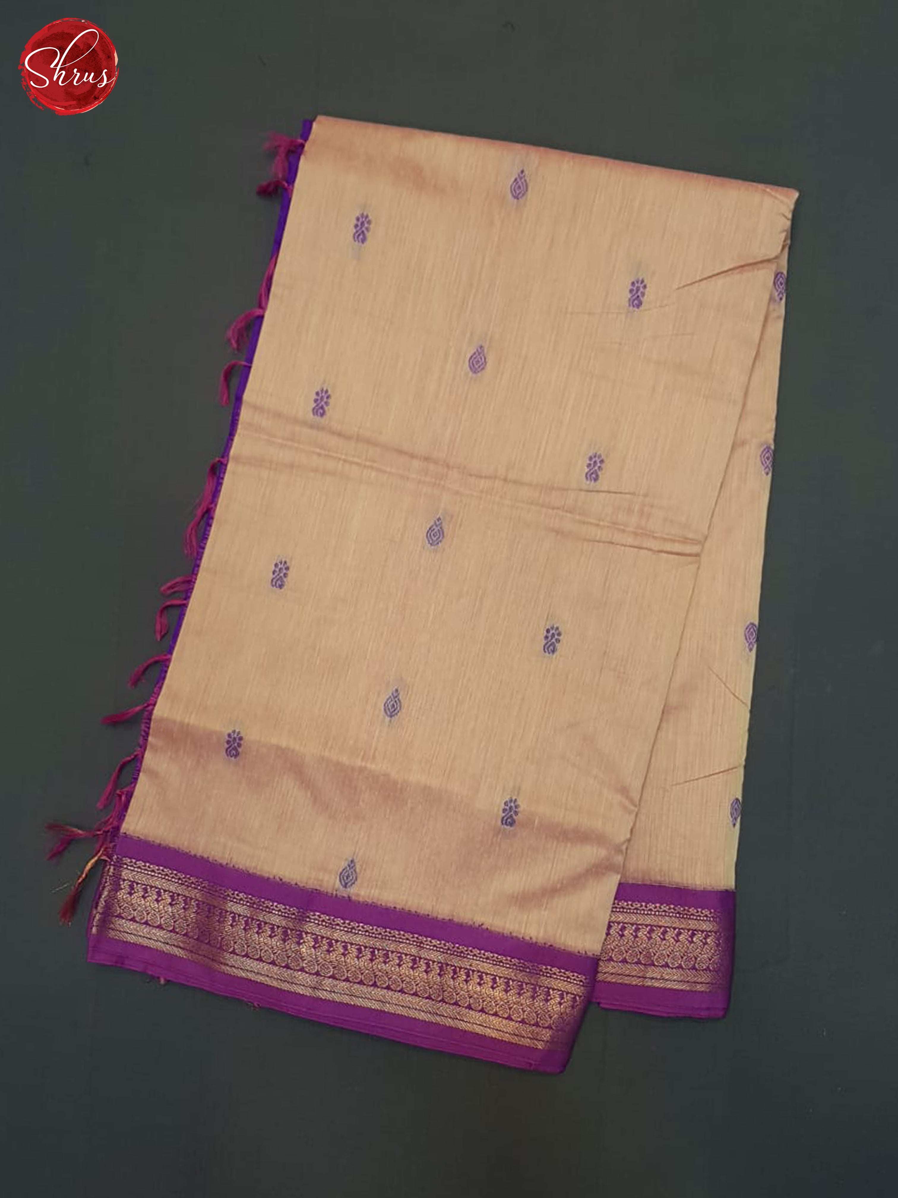 Beige & Purple- Kalyani Cotton Saree - Shop on ShrusEternity.com