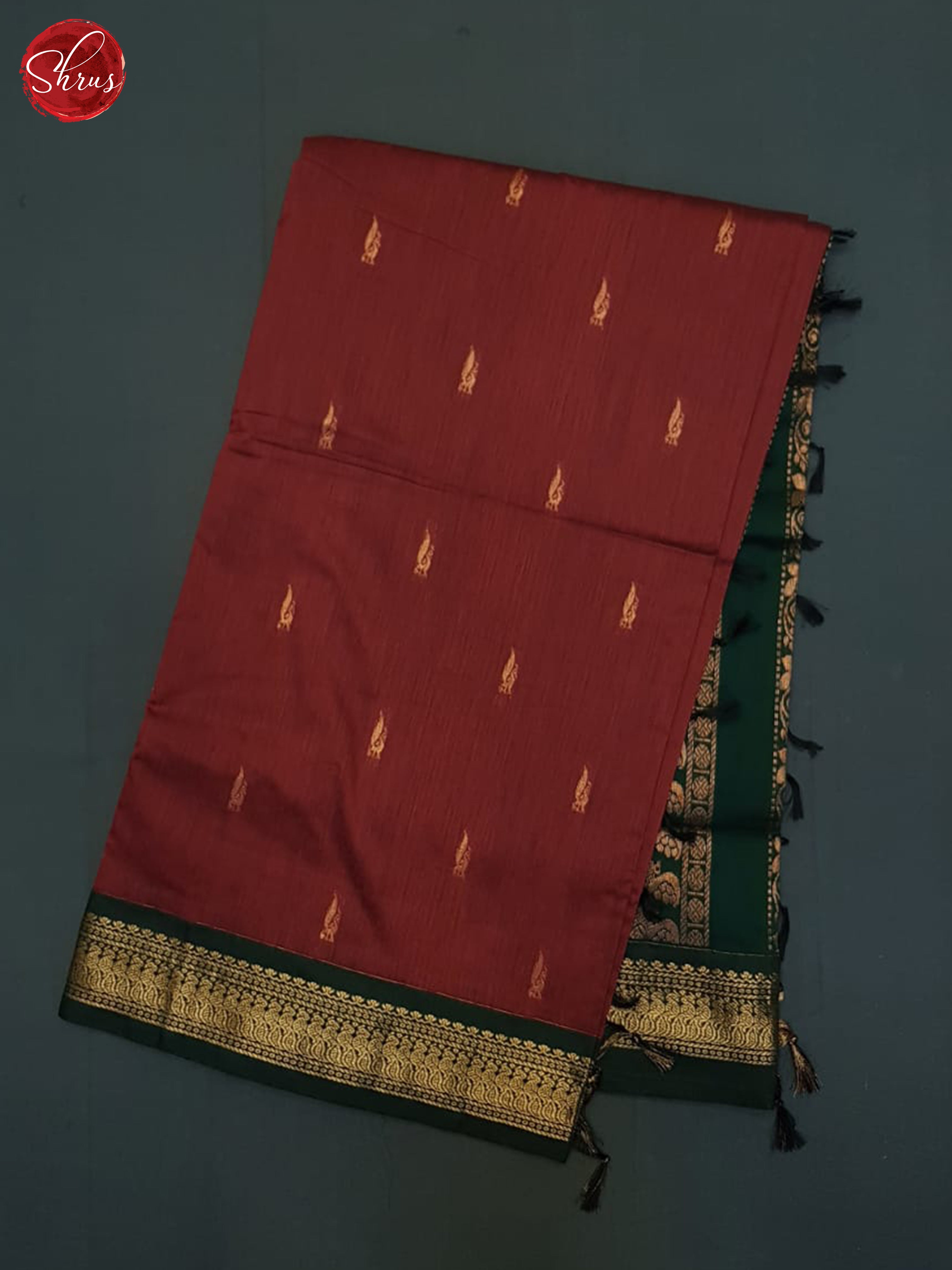 Arakku Maroon & Green - Kalyani Cotton Saree - Shop on ShrusEternity.com