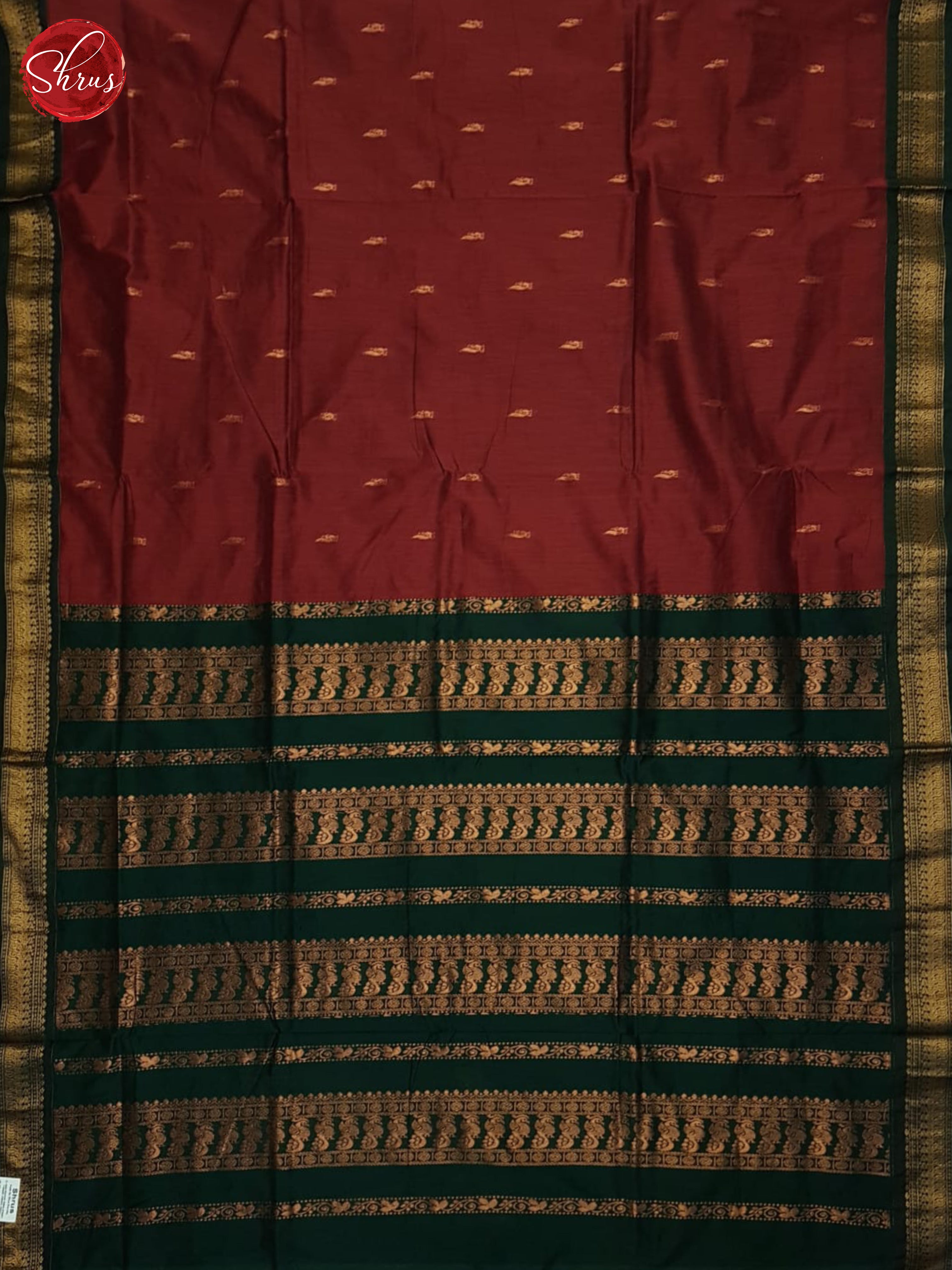 Arakku Maroon & Green - Kalyani Cotton Saree - Shop on ShrusEternity.com