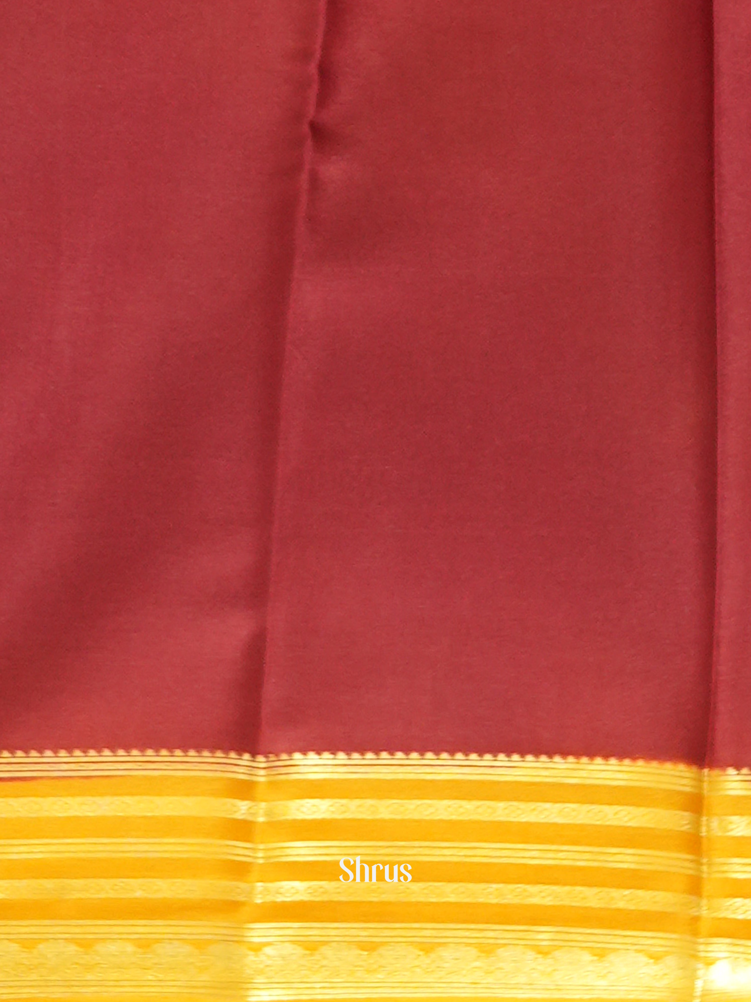 Mustard And Maroon-Mysore Silk Saree