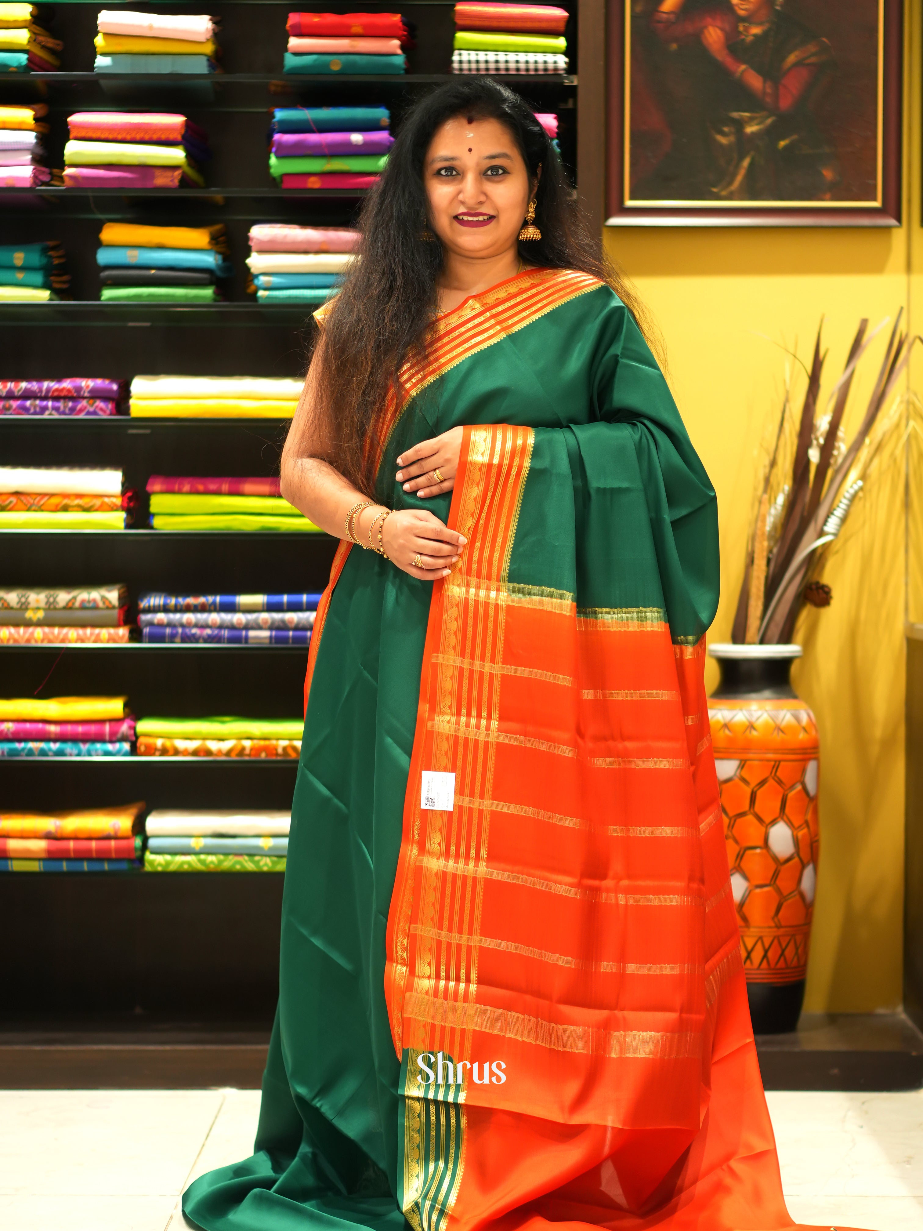 dark green mysore silk saree