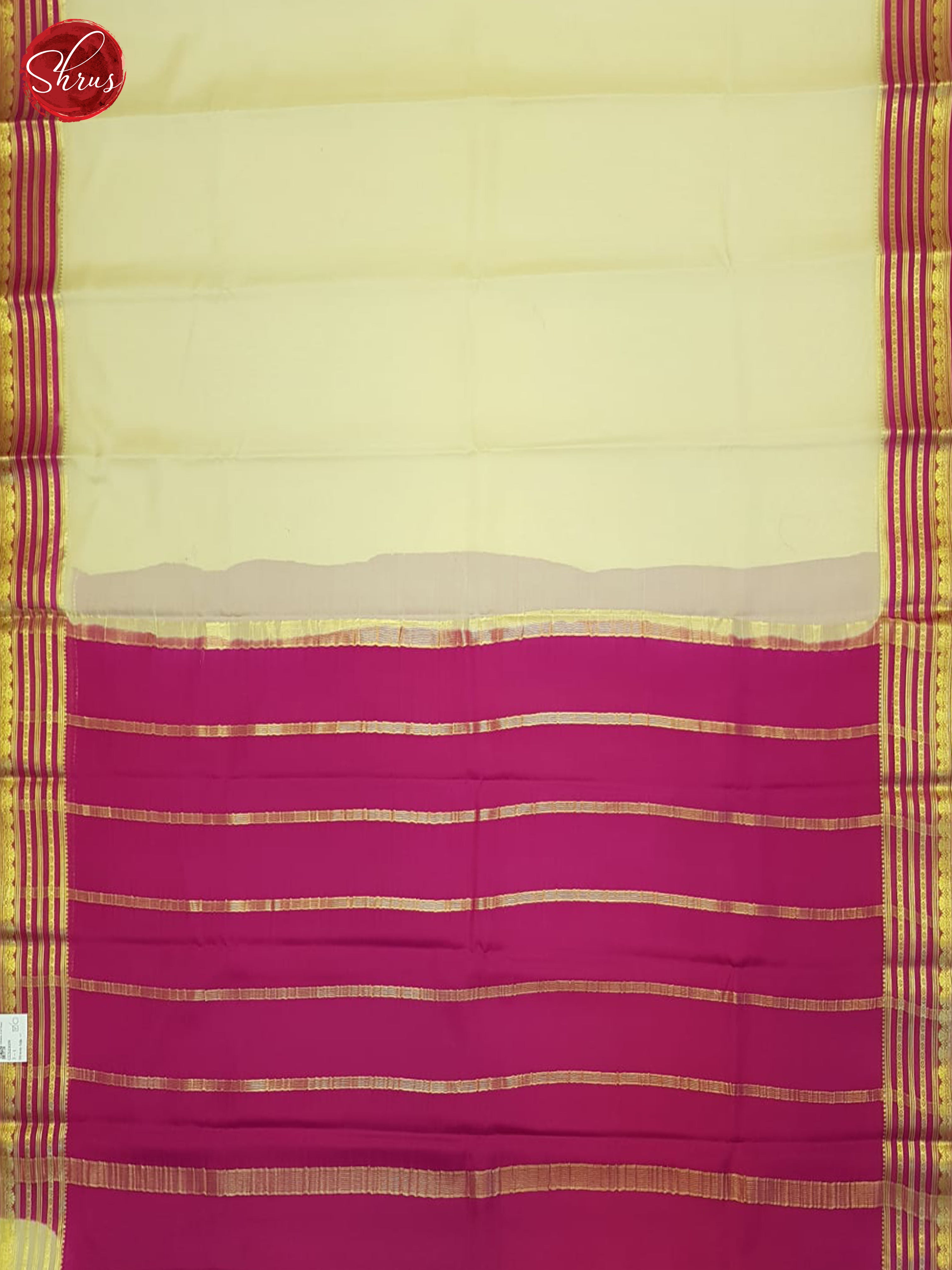 Cream And Pink- Mysore Silk Saree