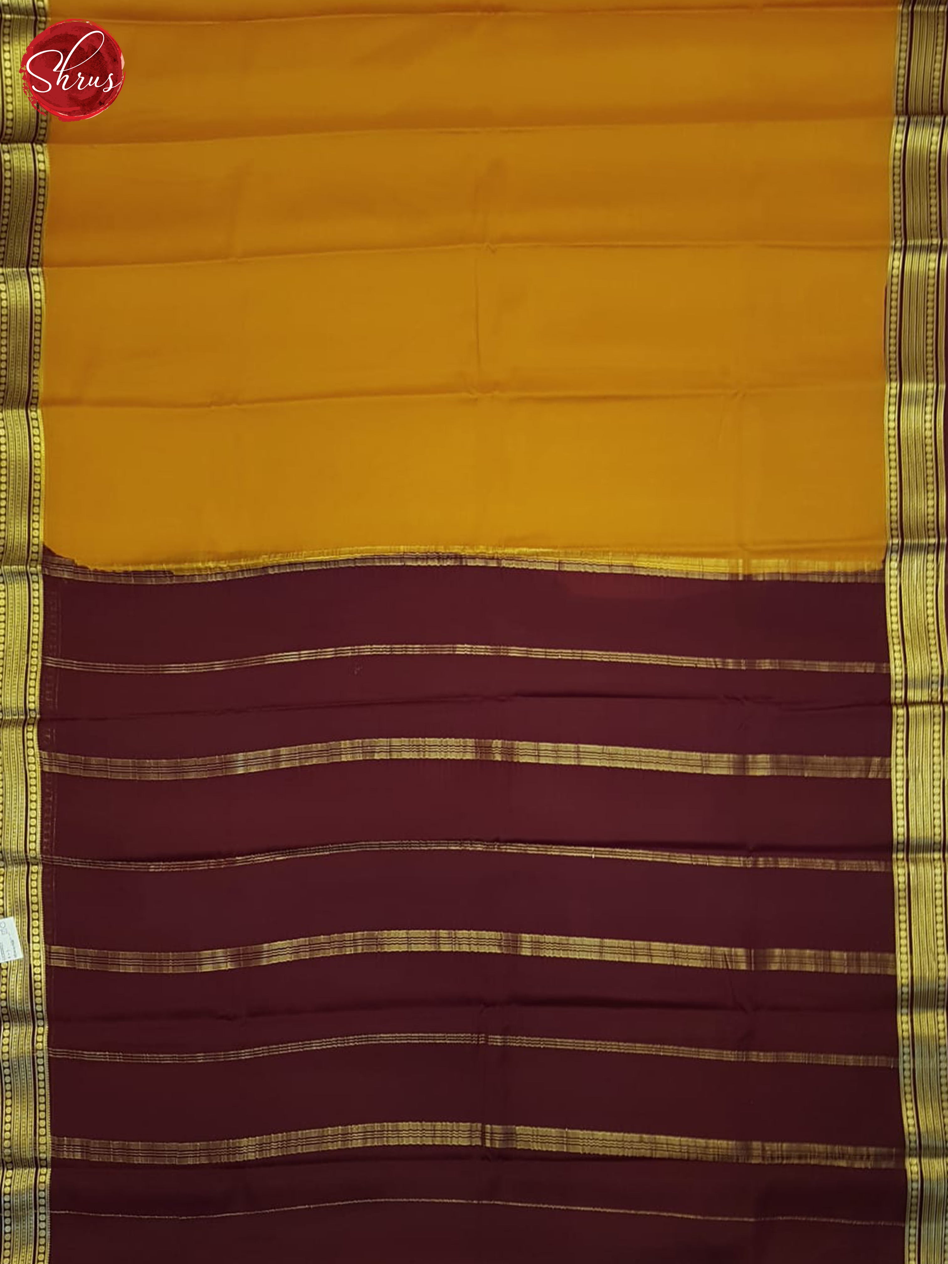Mustard And Brown- Mysore Silk Saree - Shop on ShrusEternity.com