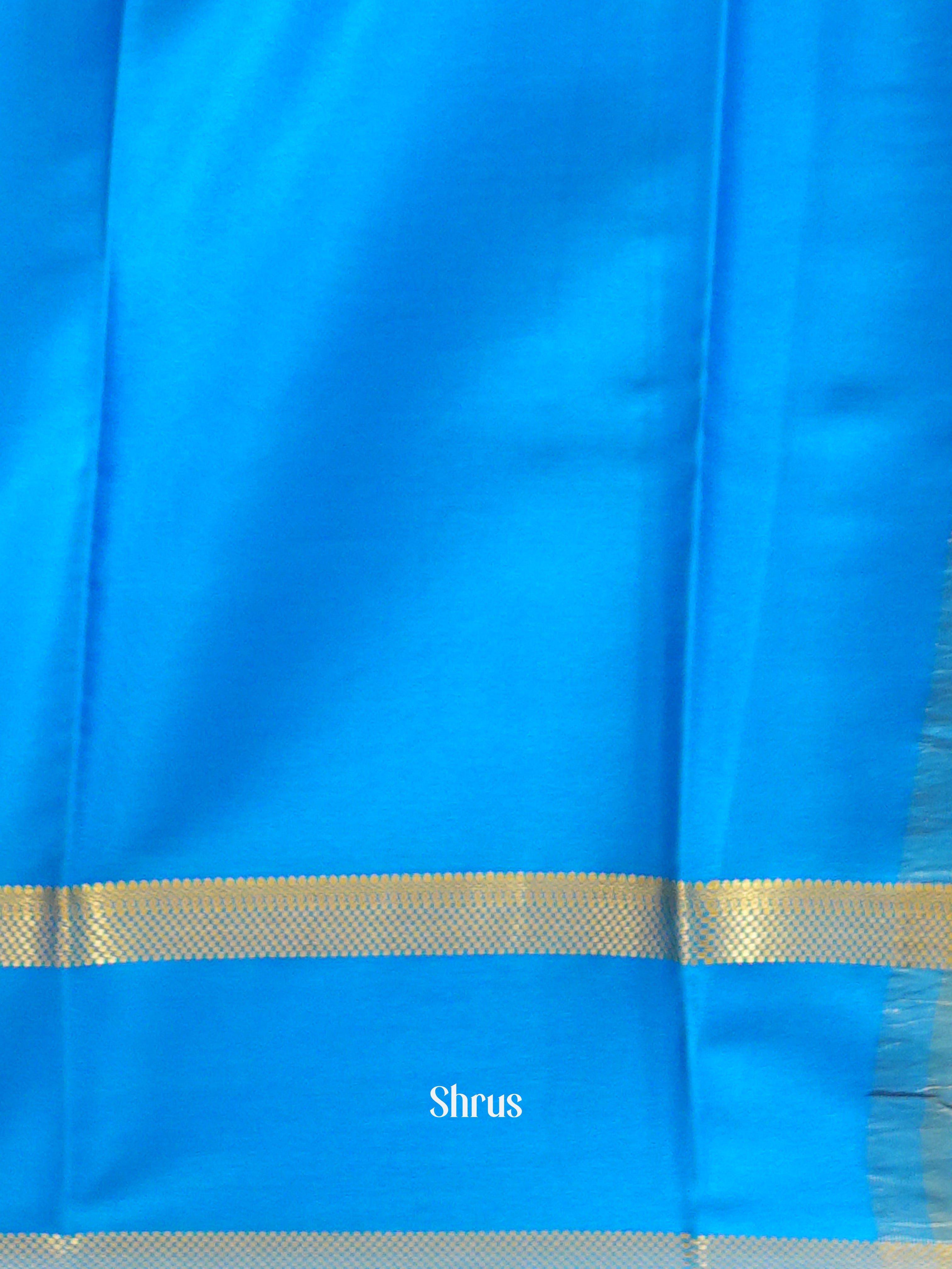 Wine And Blue- Mysore Silk Saree