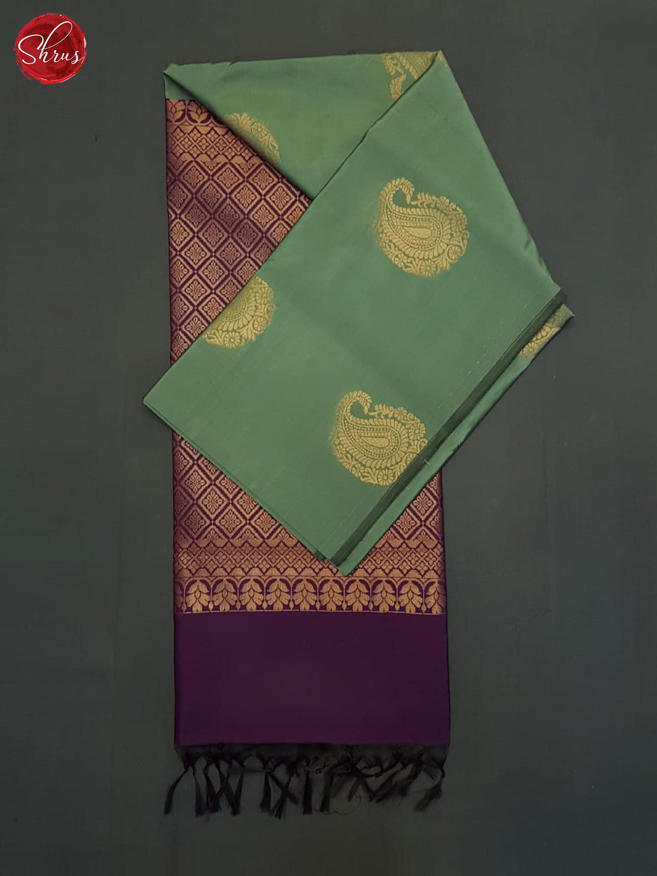 Pastel green & Purple- Semi Softsilk Saree