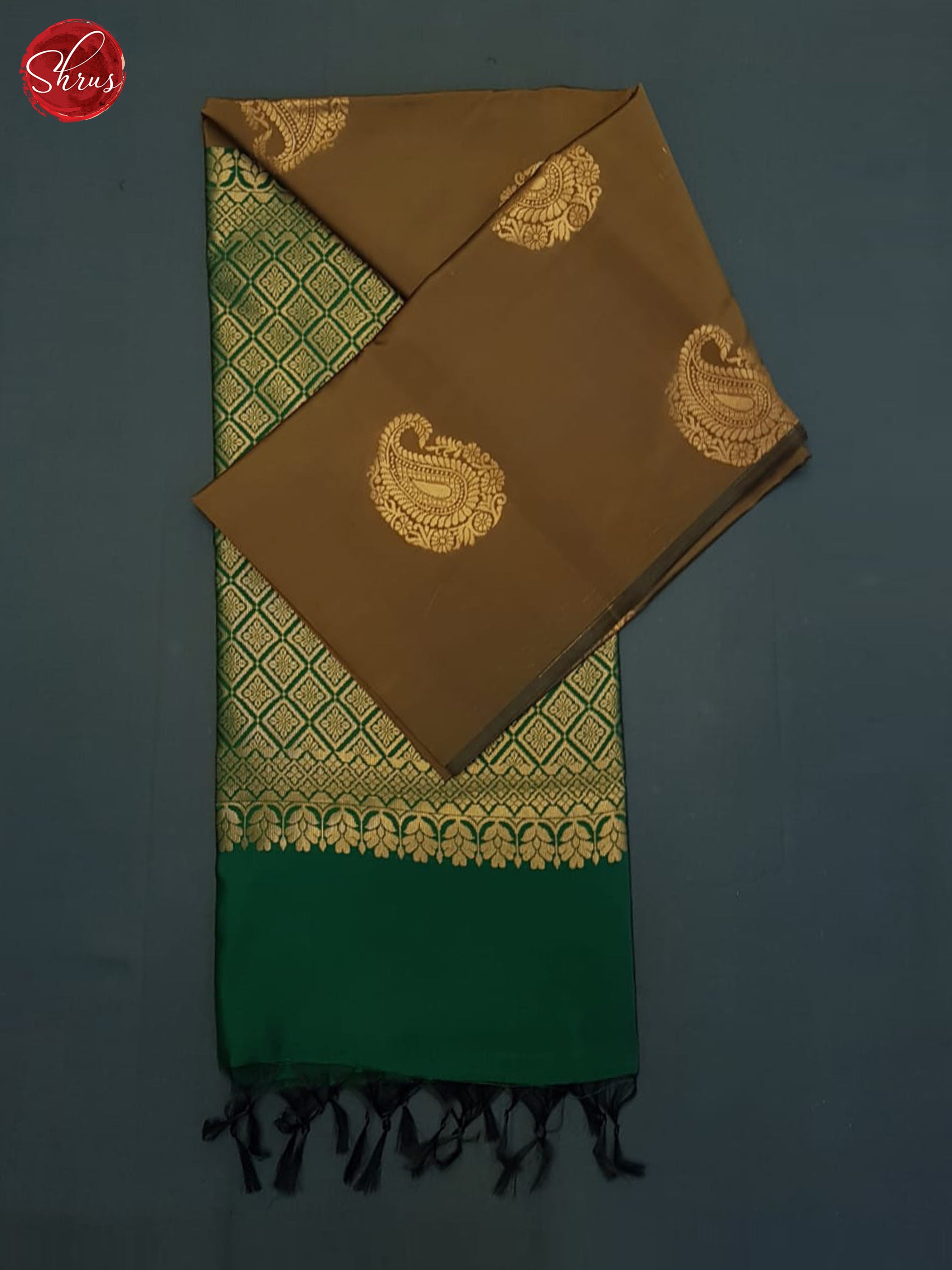 Brown & Green- Semi Softsilk Saree