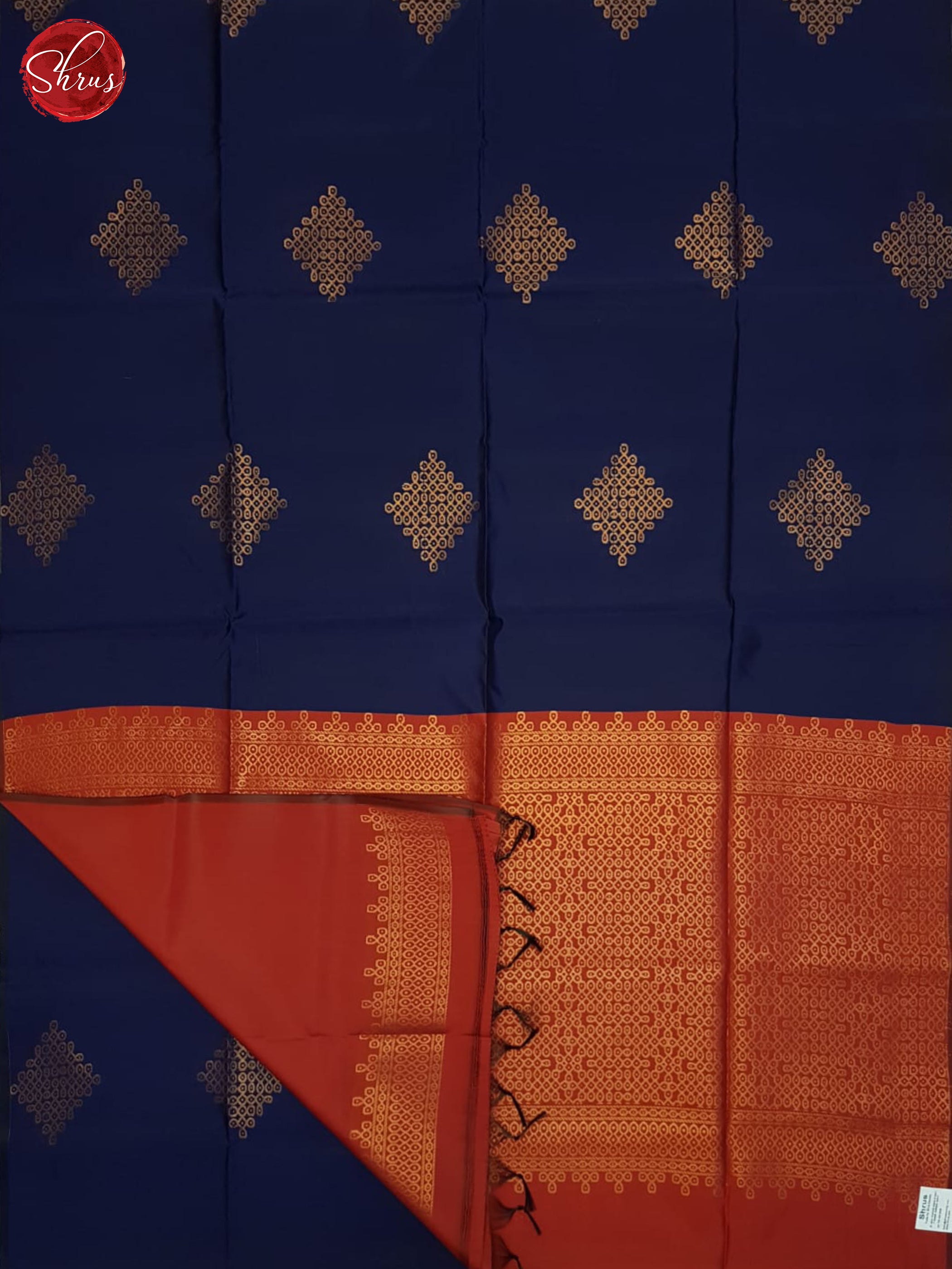 Blue & Red- Semi Softsilk Saree