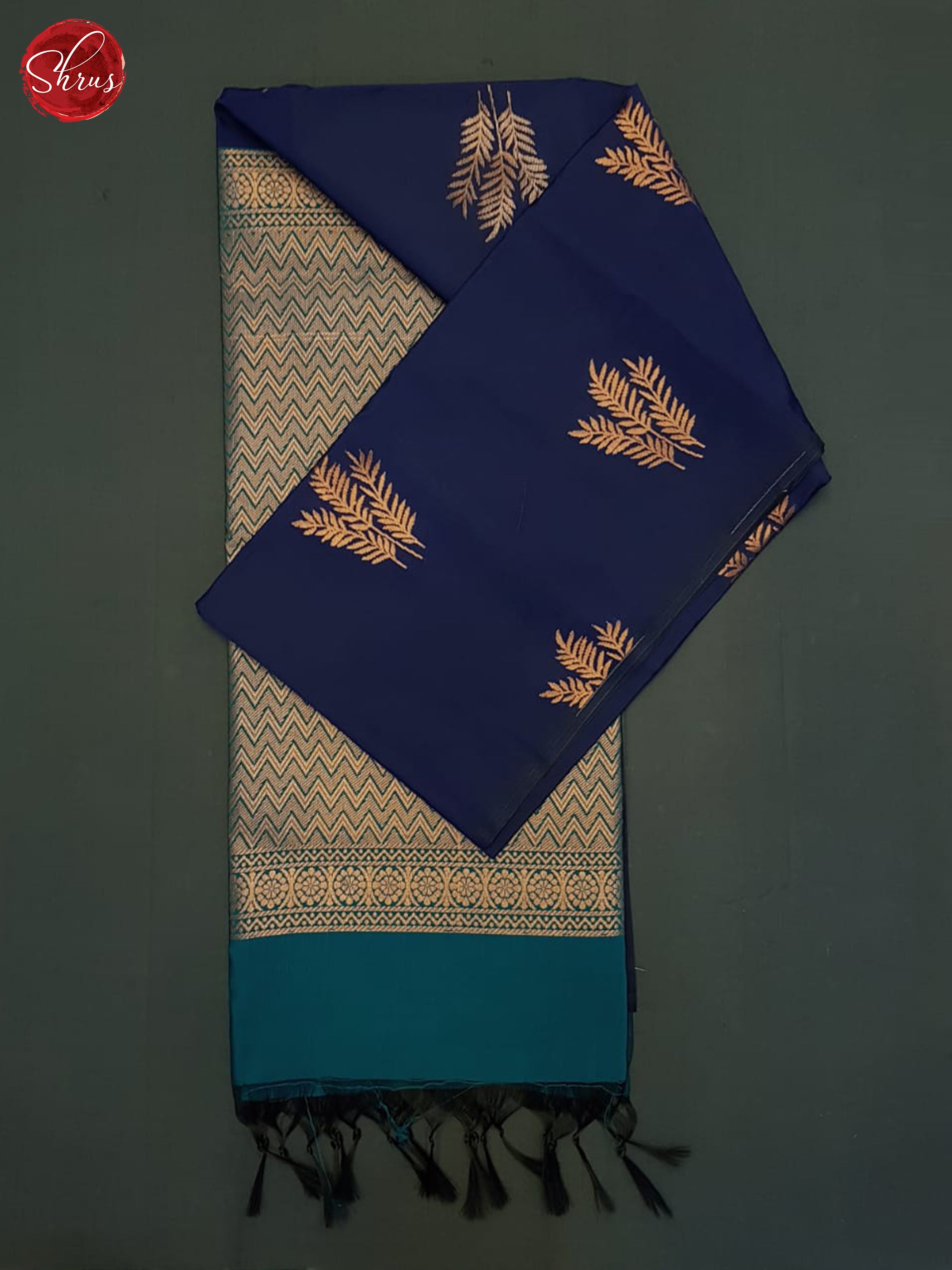 Dark Blue & Blue- Semi Softsilk Saree - Shop on ShrusEternity.com