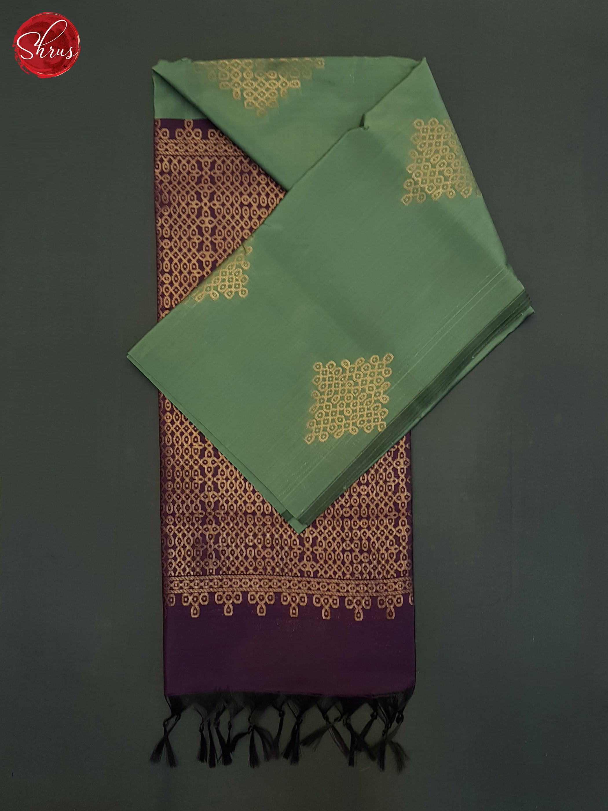Green & Purple  - Semi Softsilk Saree - Shop on ShrusEternity.com