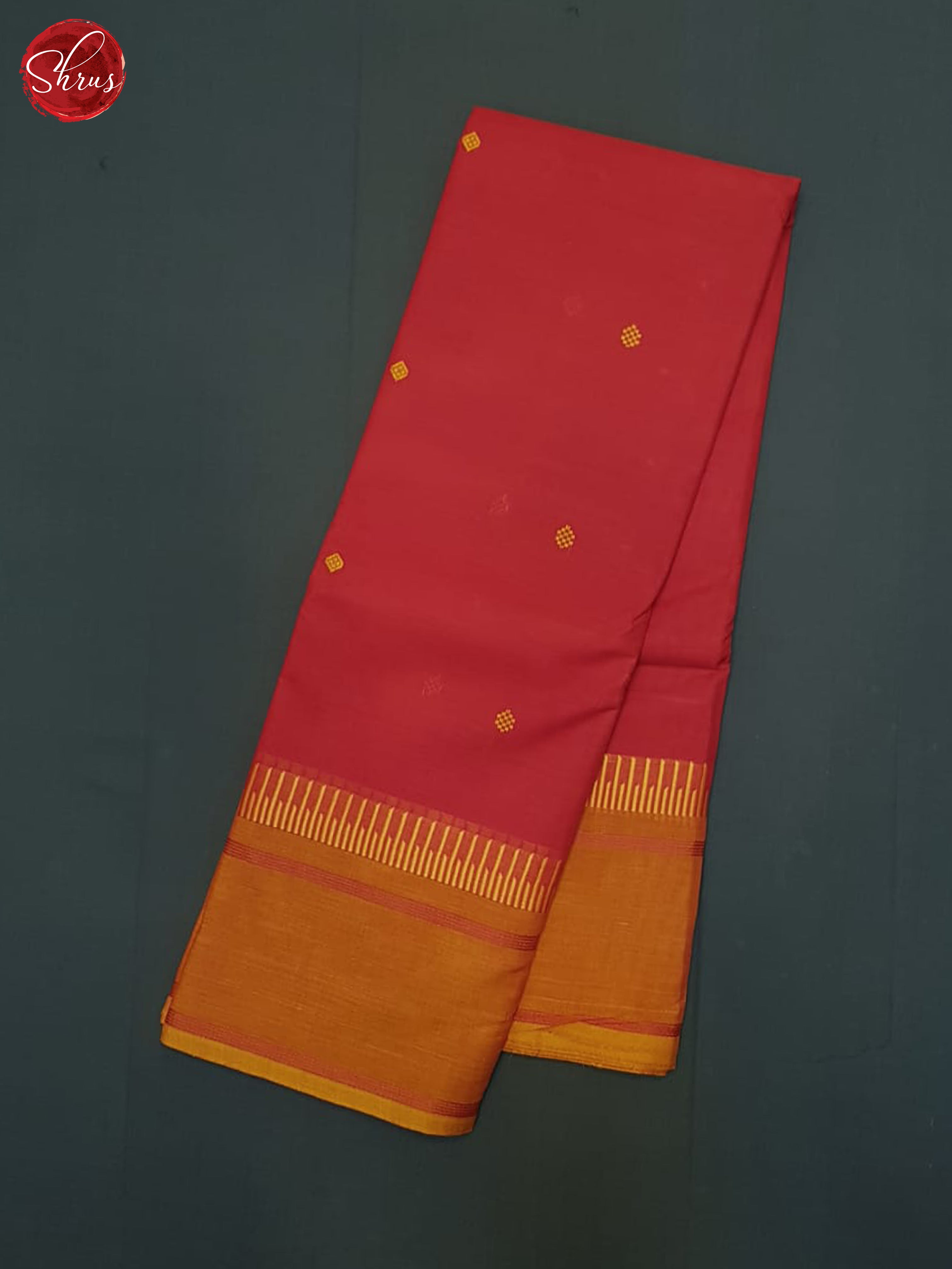 Red & Brick Orange - Chettinad Cotton Saree - Shop on ShrusEternity.com