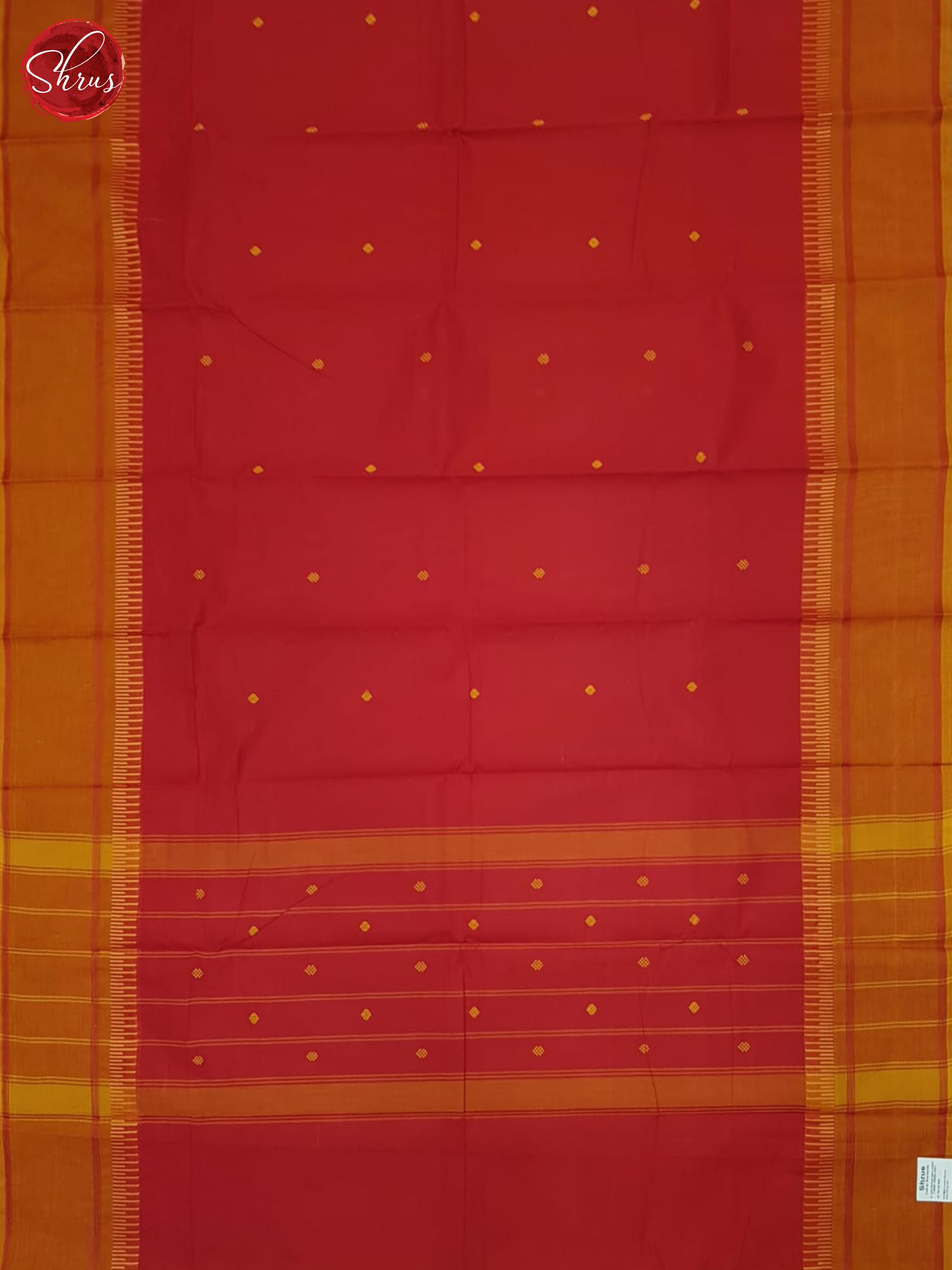 Red & Brick Orange - Chettinad Cotton Saree - Shop on ShrusEternity.com