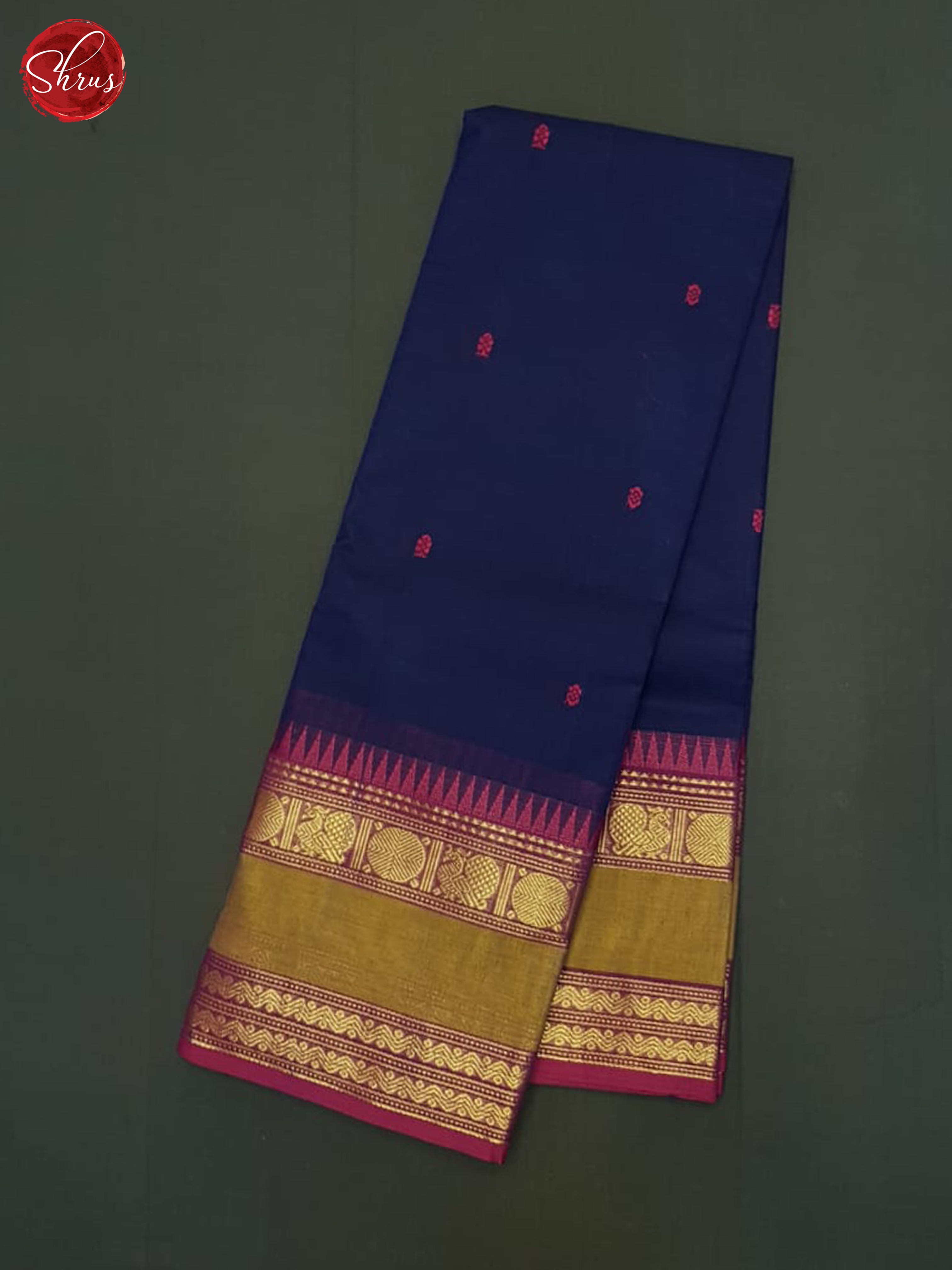 Blue & Pink  - Chettinad Cotton Saree - Shop on ShrusEternity.com