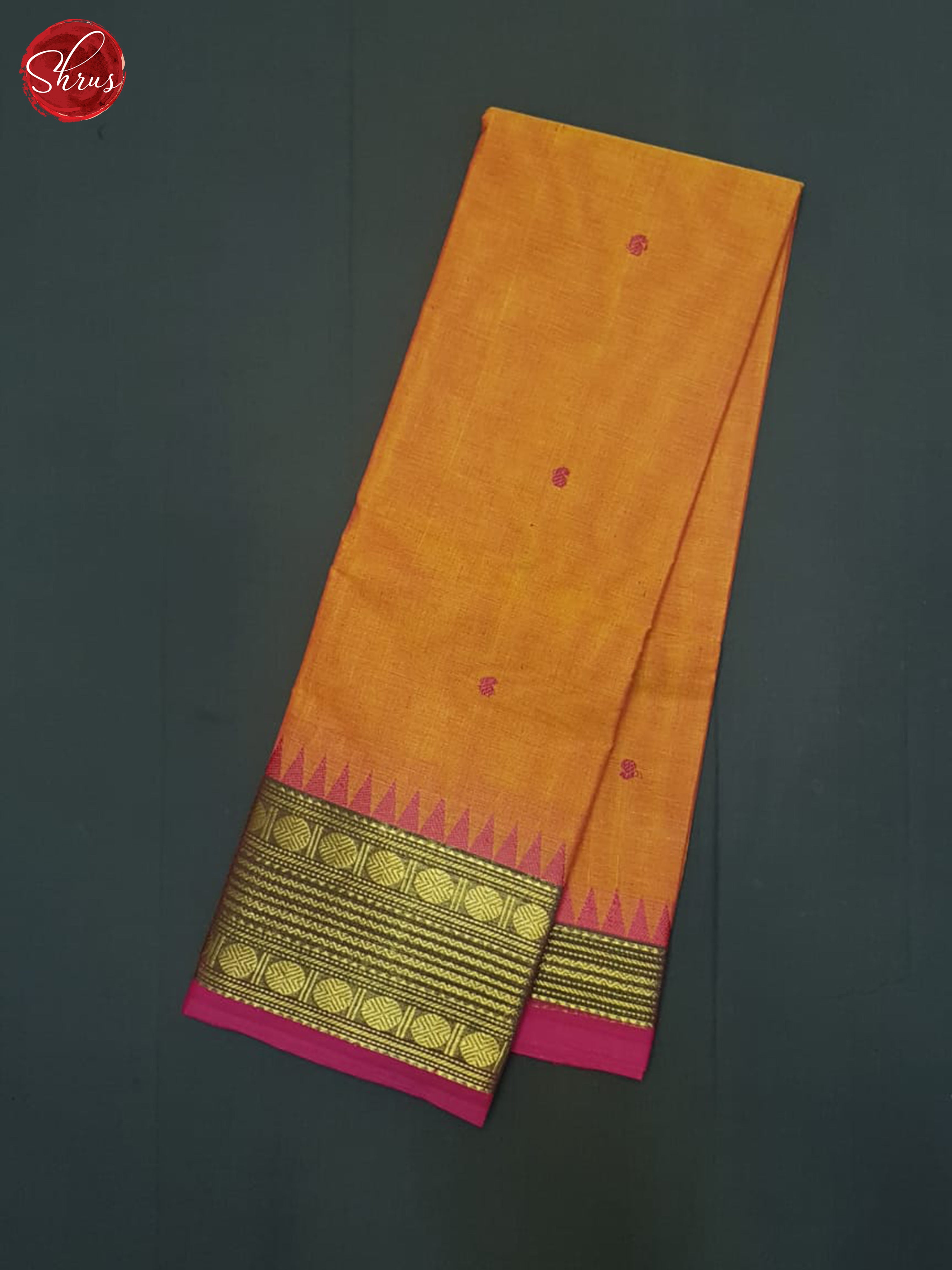 Orange & Pink- Chettinad Cotton Saree - Shop on ShrusEternity.com