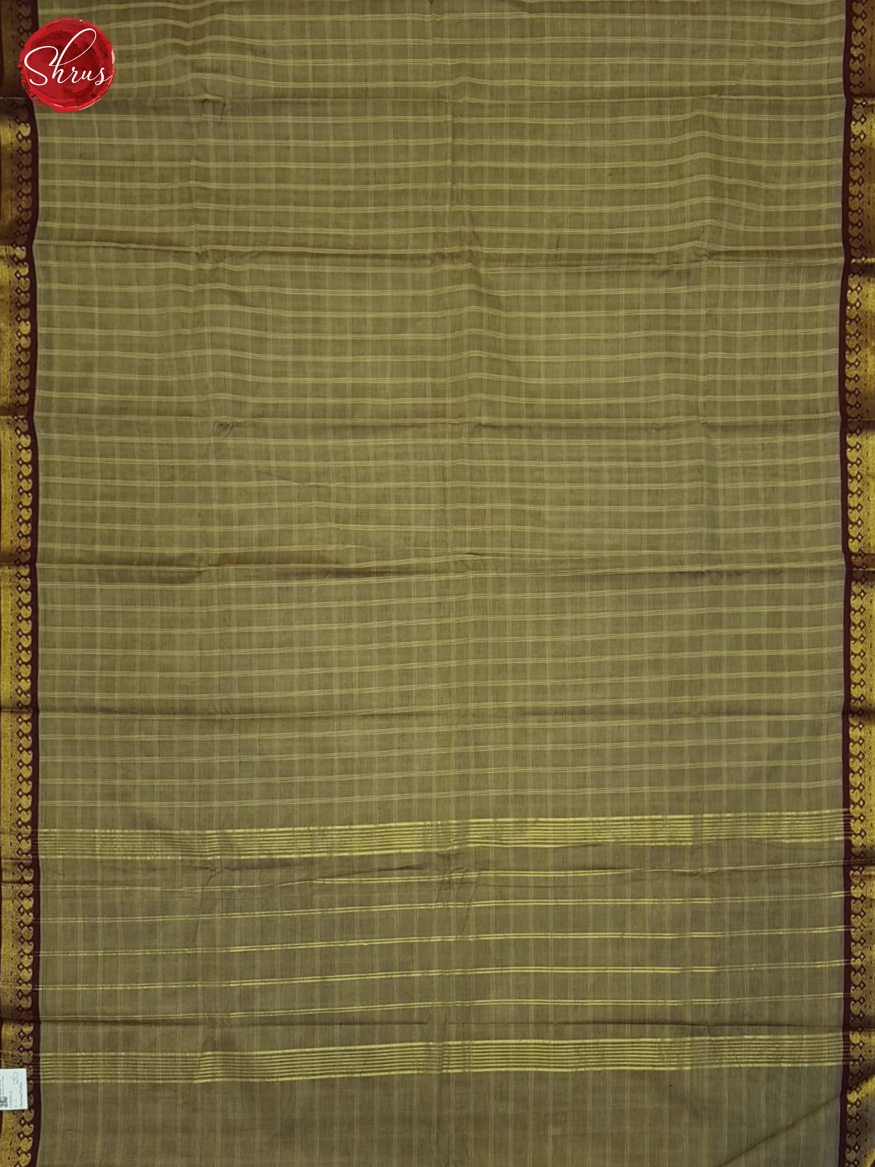 Greenish Grey & Brown - Chettinad Cotton Saree - Shop on ShrusEternity.com