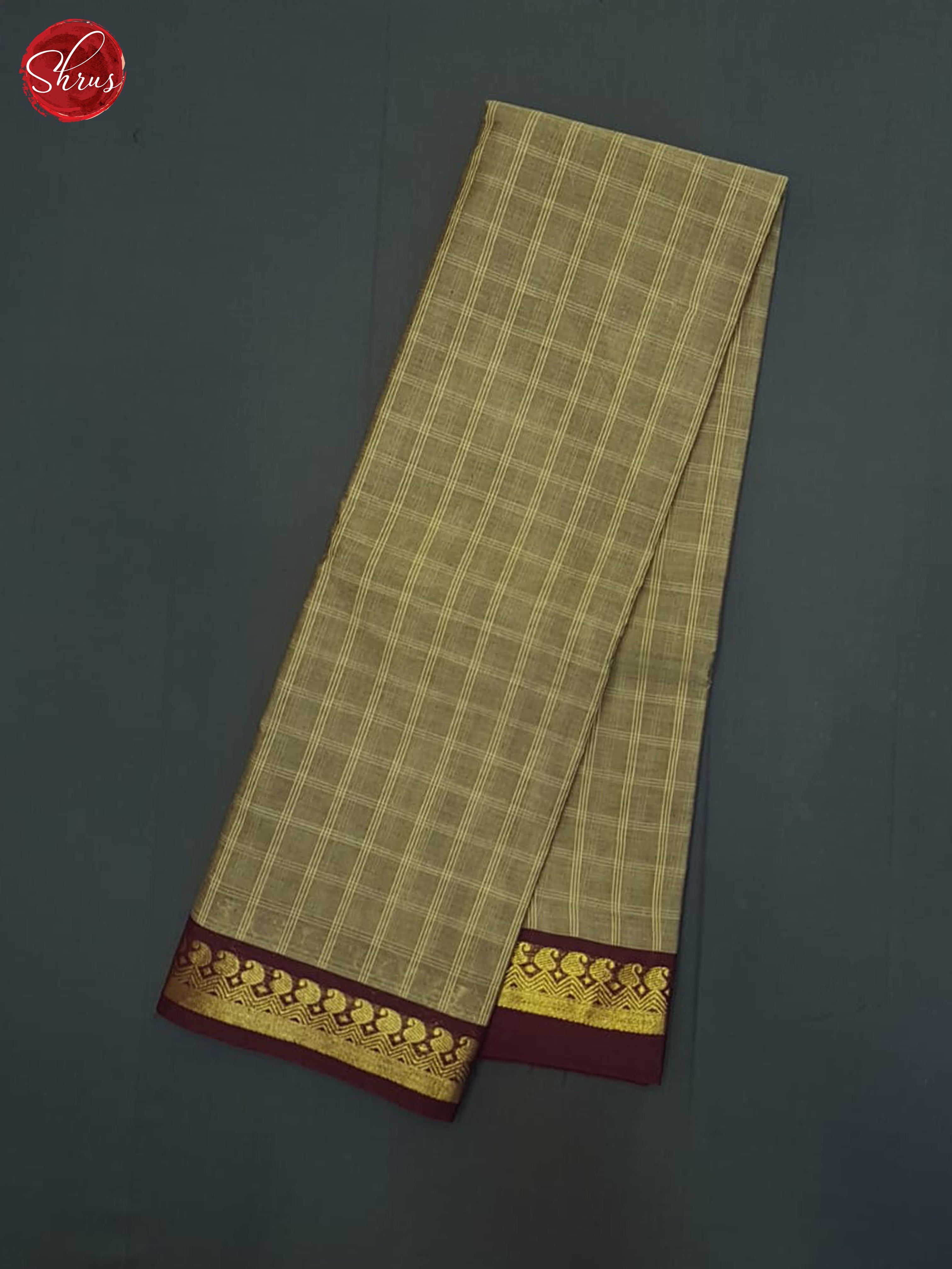 Greenish Grey & Brown - Chettinad Cotton Saree - Shop on ShrusEternity.com