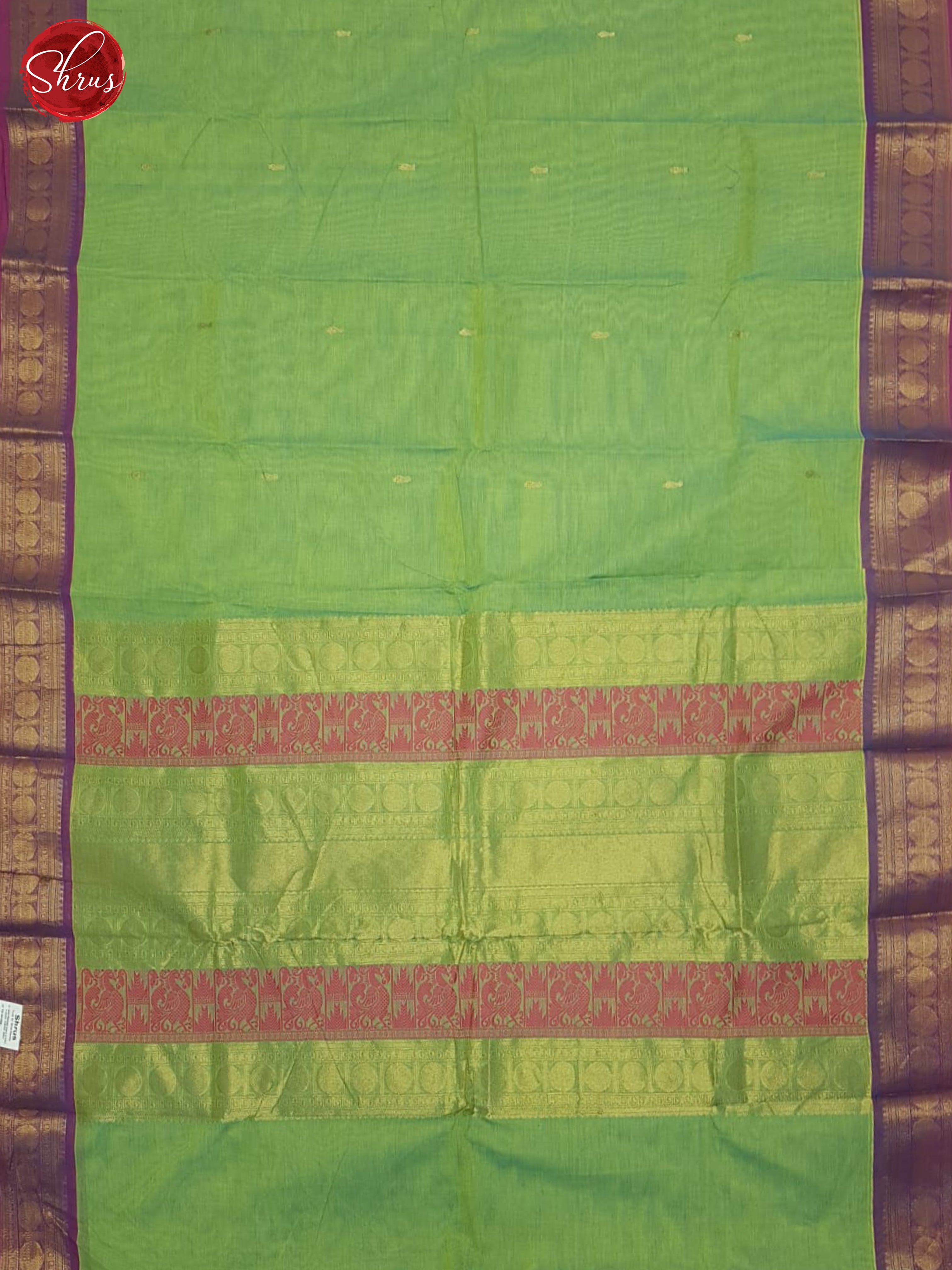 Green & Purple- Kanchi Cotton Saree - Shop on ShrusEternity.com
