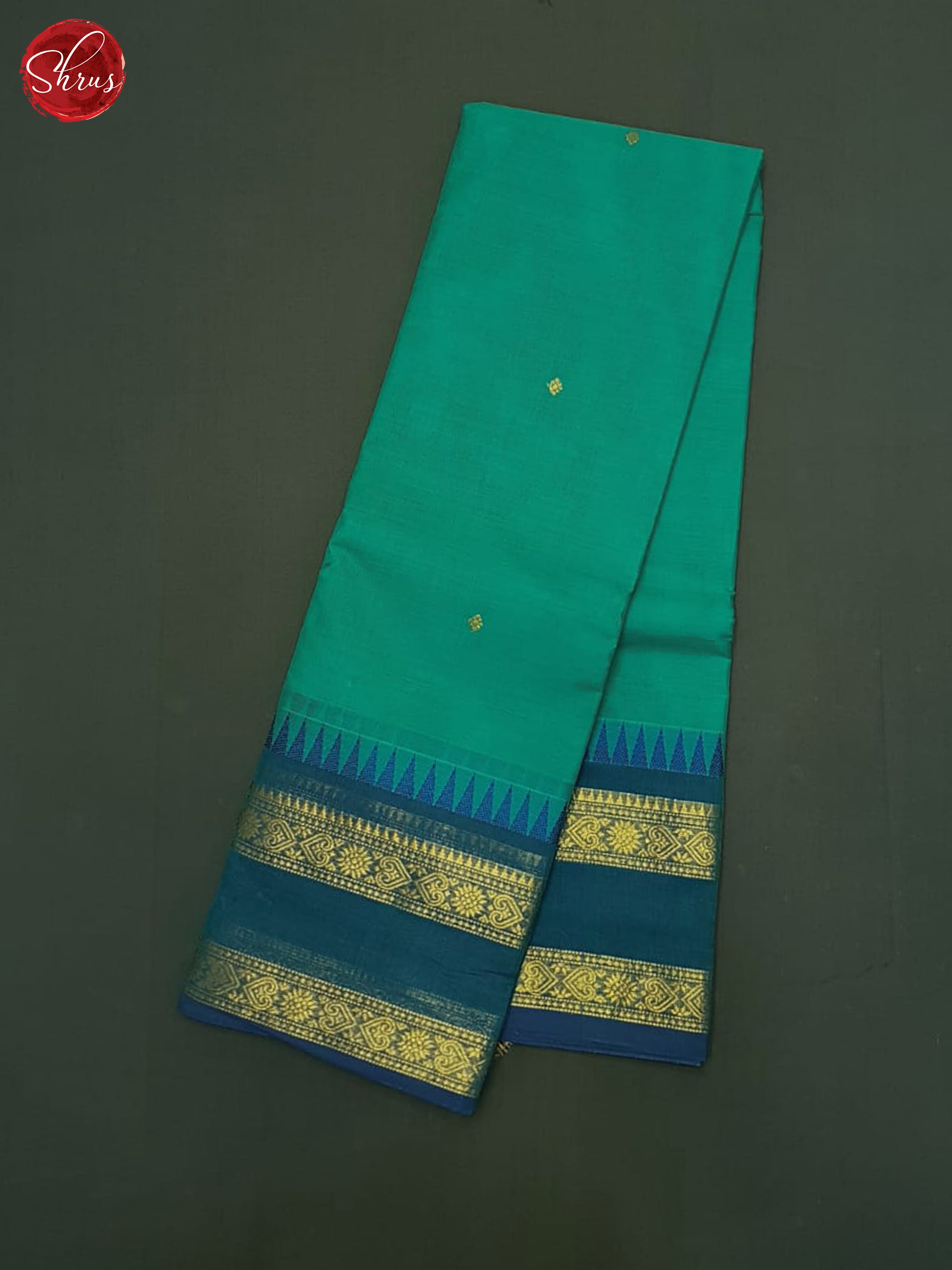 Green & Blue- Kanchi Cotton Saree - Shop on ShrusEternity.com