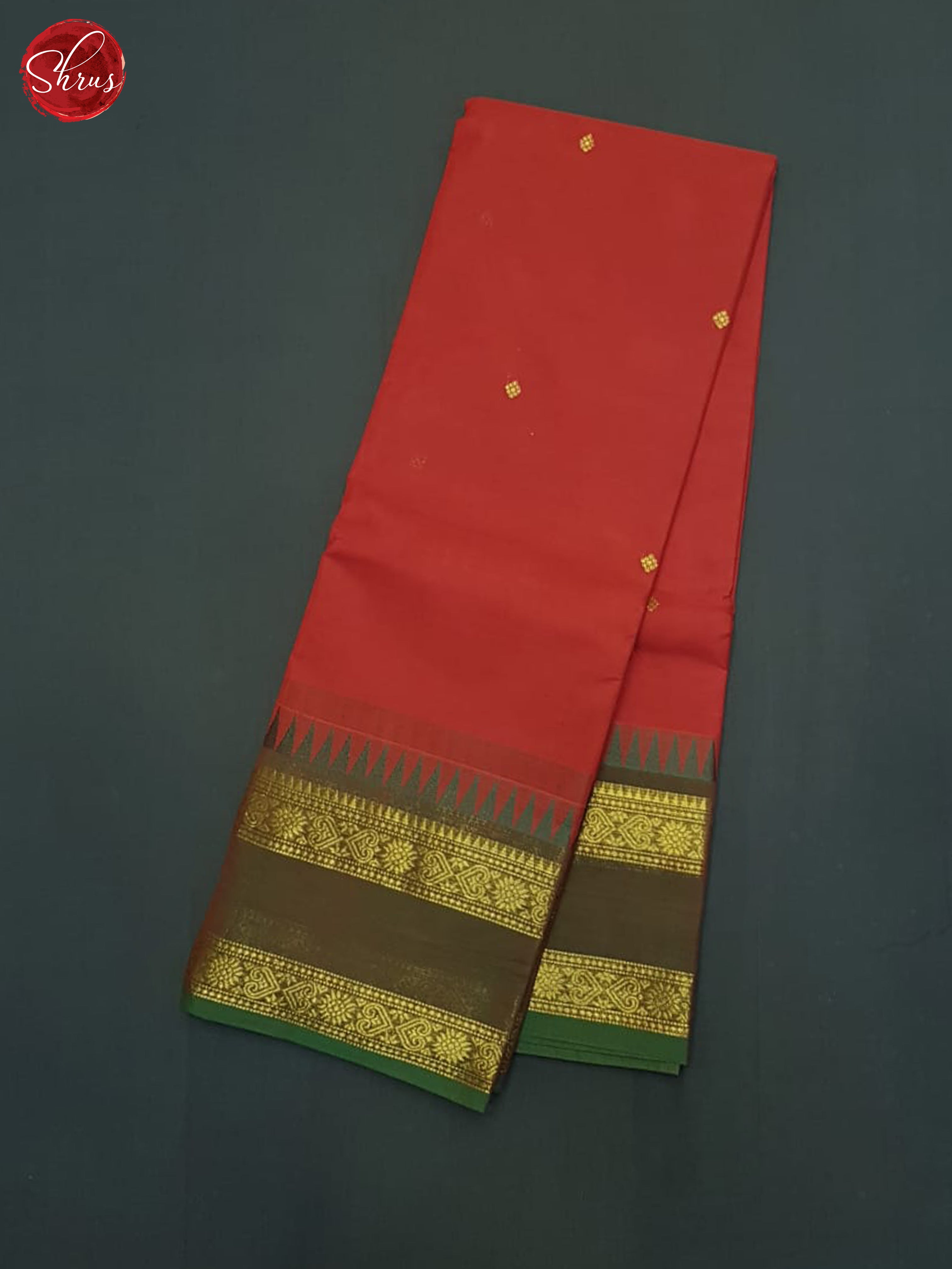 Red & Green - Kanchi Cotton Saree - Shop on ShrusEternity.com
