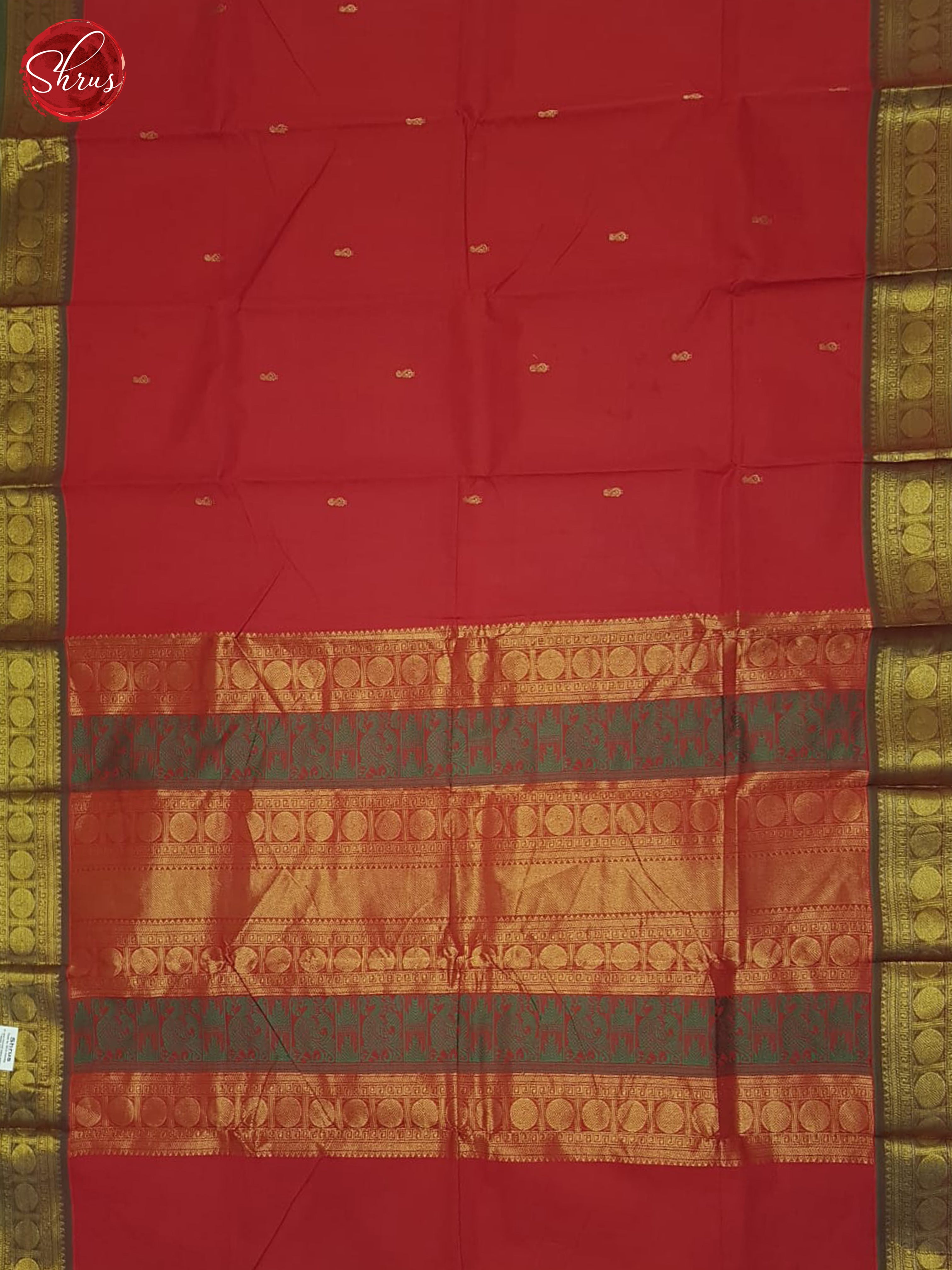 REd & Green - Kanchi Cotton Saree - Shop on ShrusEternity.com