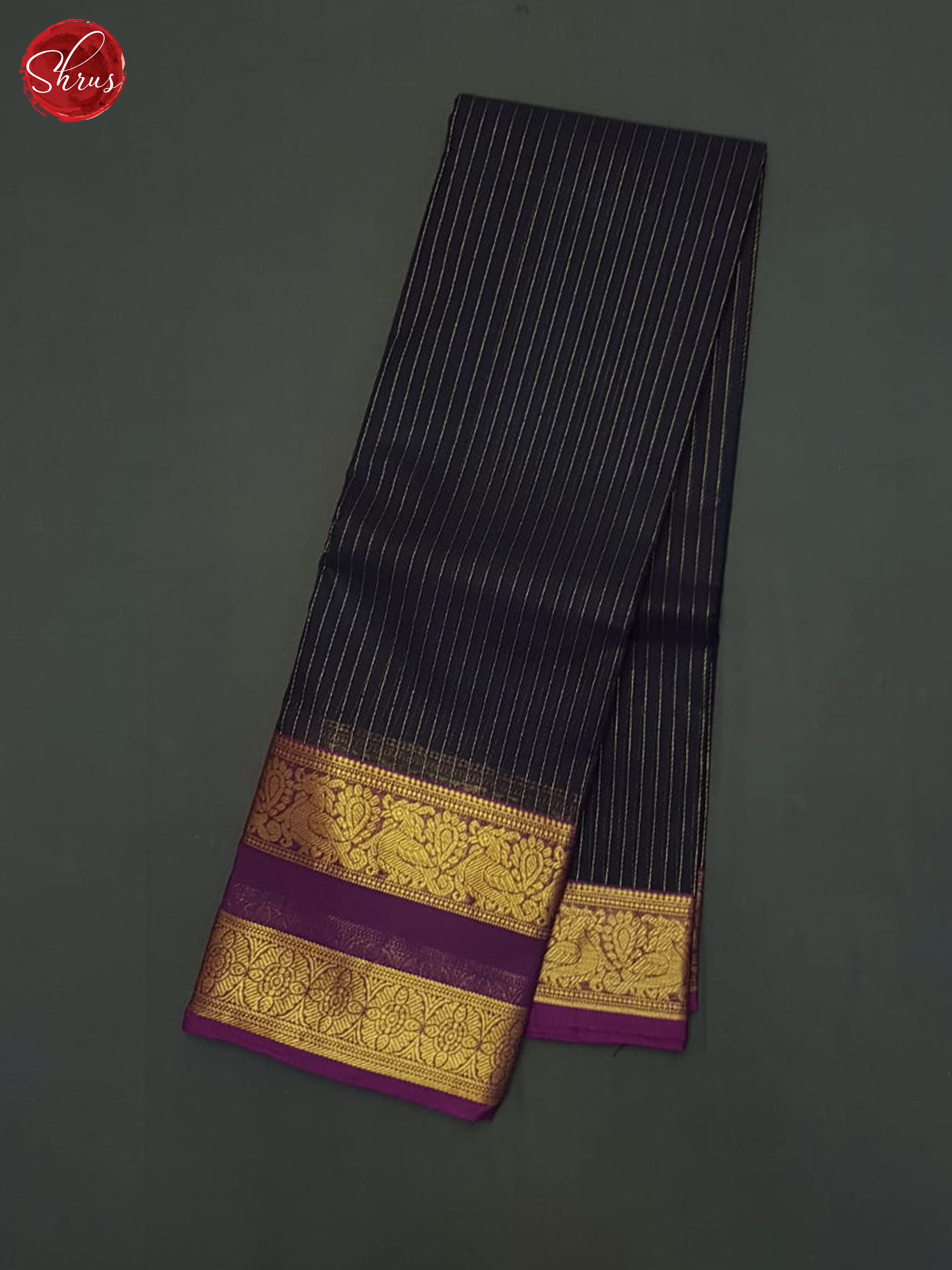 Blue & Wine - Kanchi Cotton Saree - Shop on ShrusEternity.com