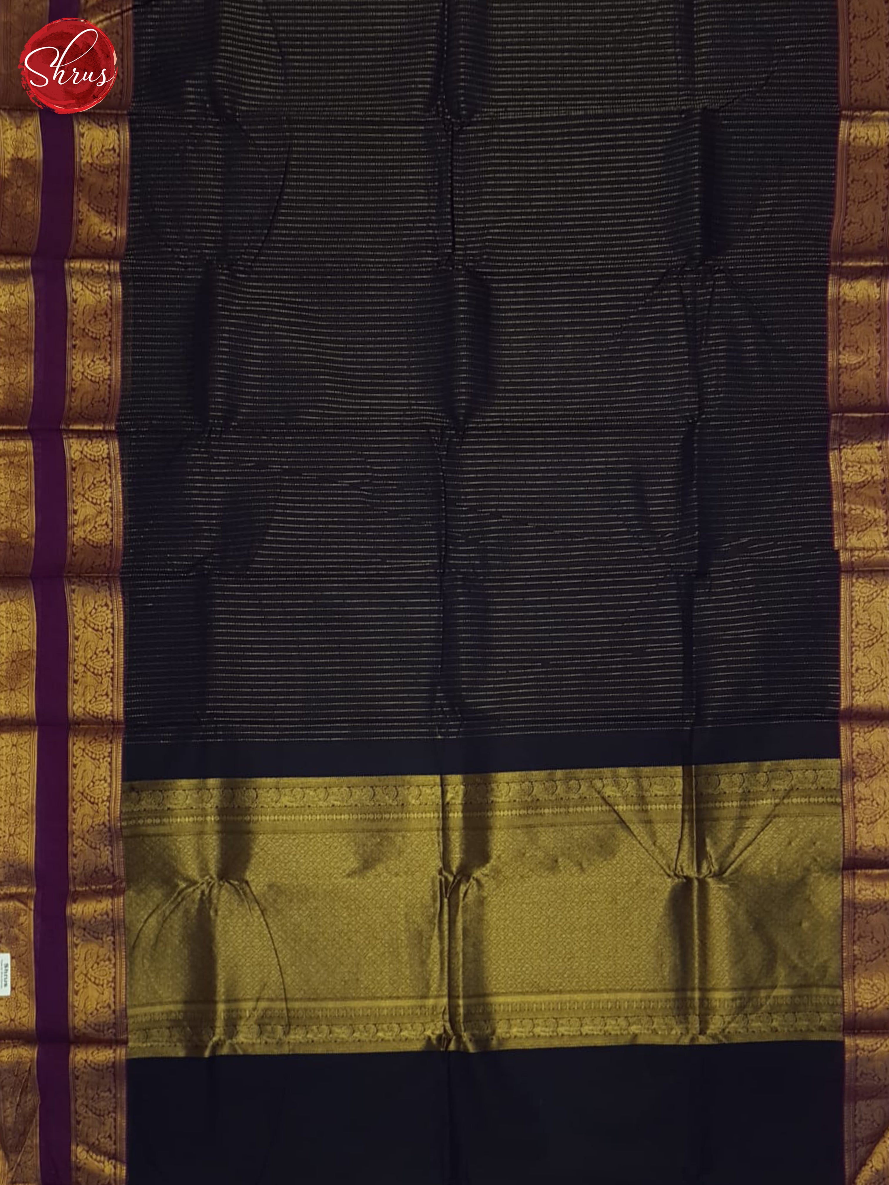 Blue & Wine - Kanchi Cotton Saree - Shop on ShrusEternity.com