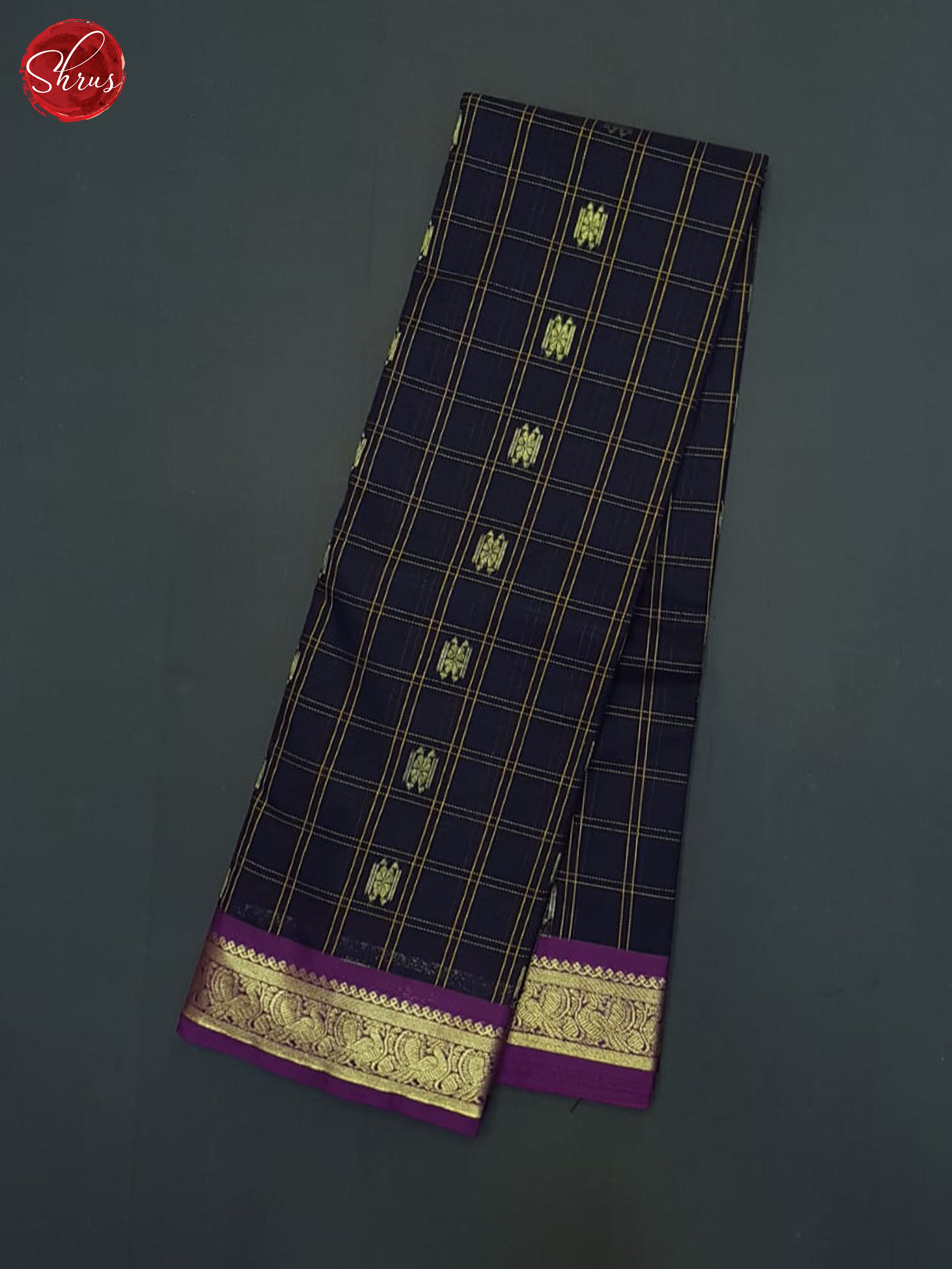 Blue & Purple - Kanchi Cotton Saree - Shop on ShrusEternity.com