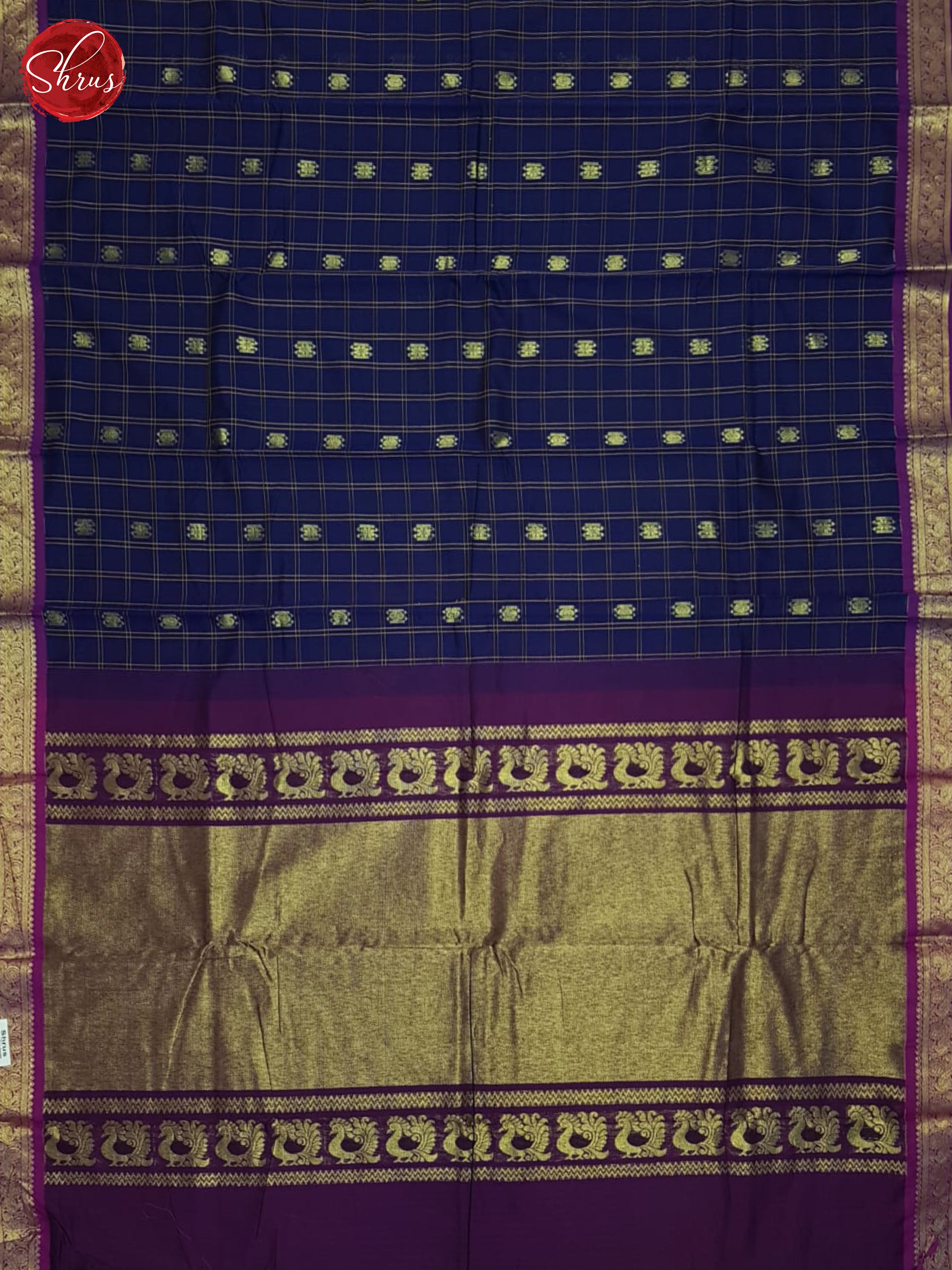 Blue & Purple - Kanchi Cotton Saree - Shop on ShrusEternity.com