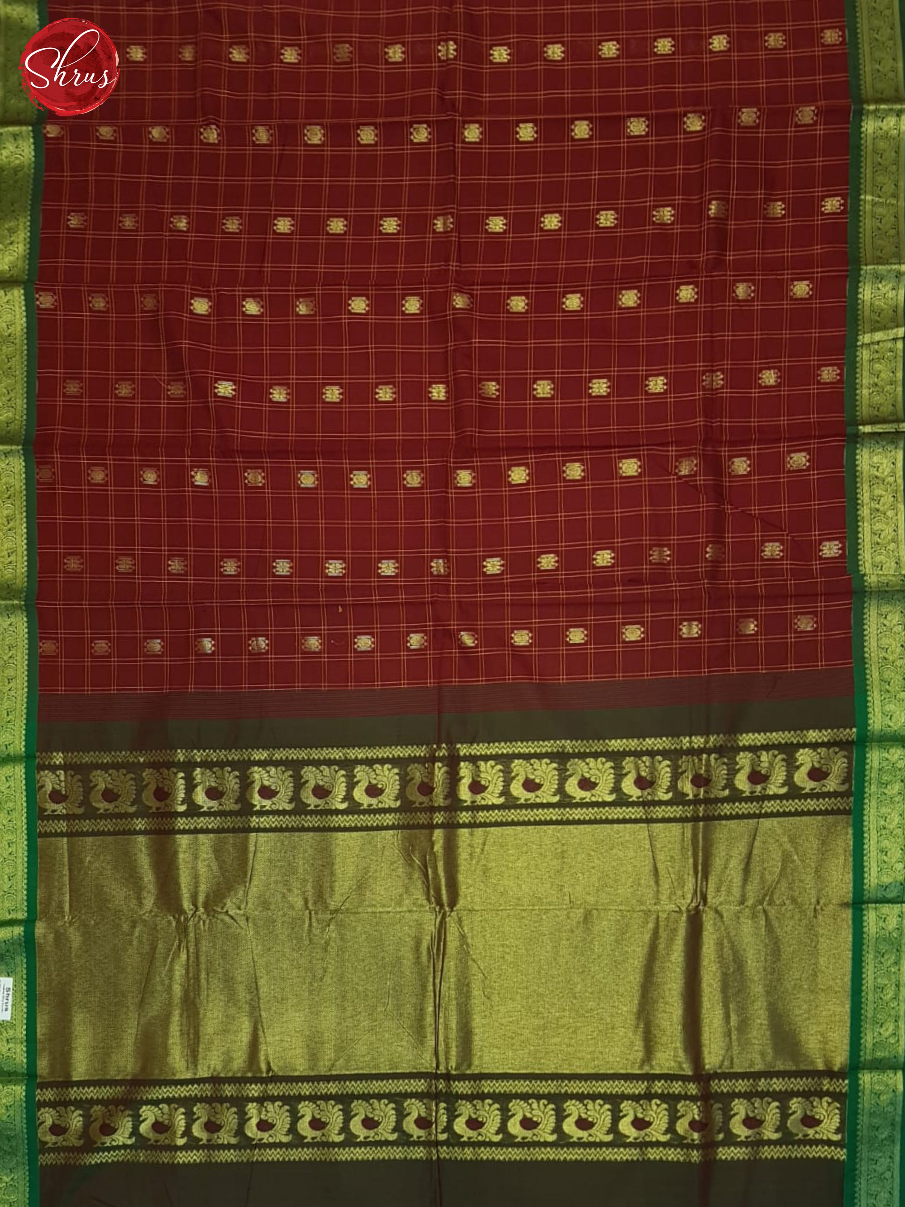 Red & Green - Kanchi Cotton Saree - Shop on ShrusEternity.com